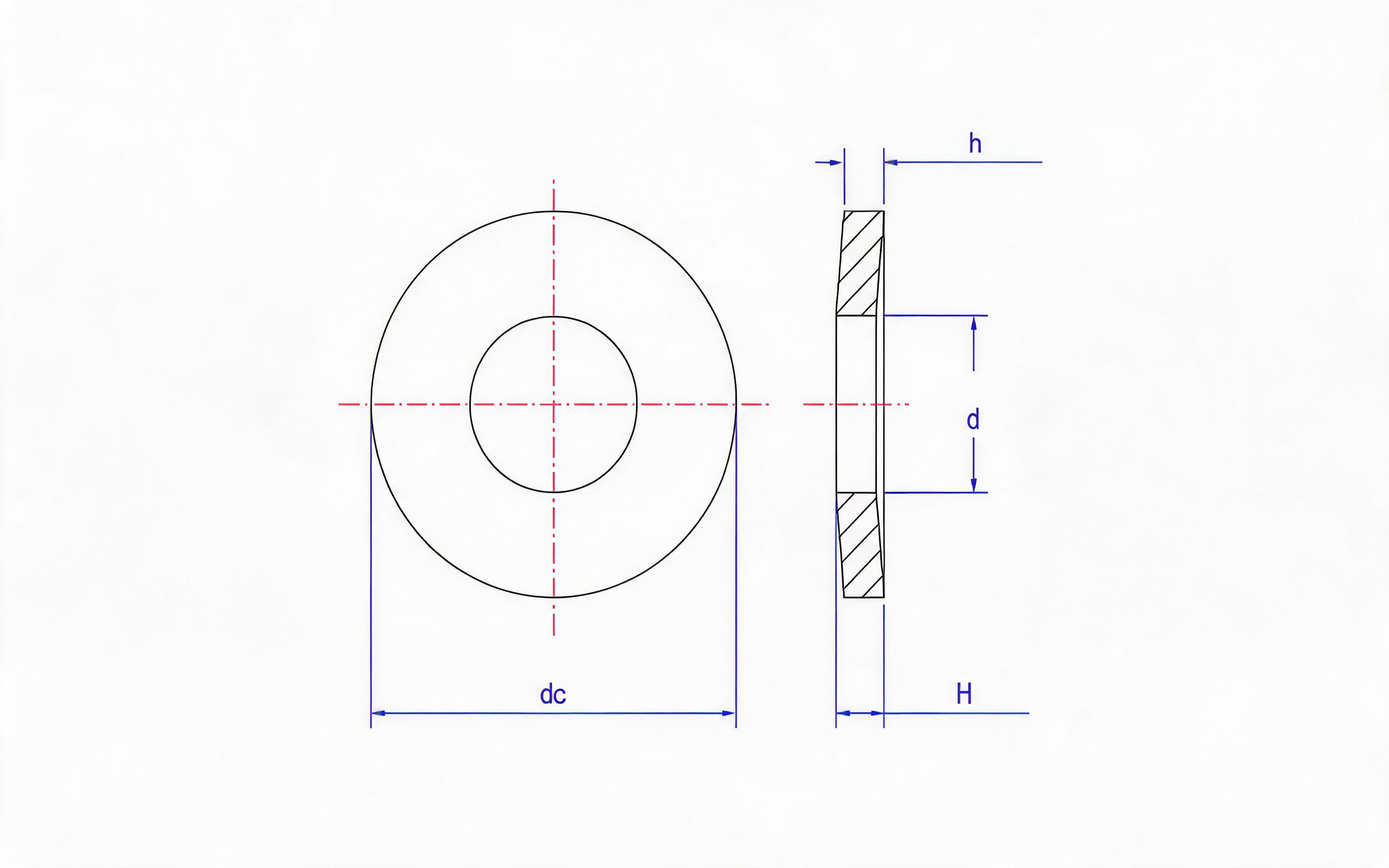 Belleville spring washer (h<1.25mm, d H12) Table 3 Standard Drawing