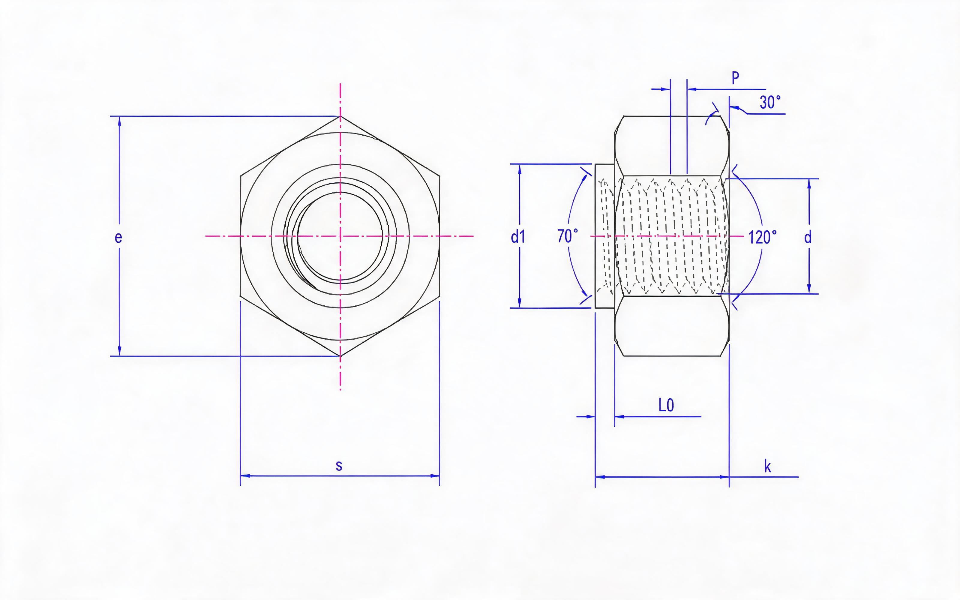 P HEX NUT (TC GRADE) TABLE 1 Standard Drawing