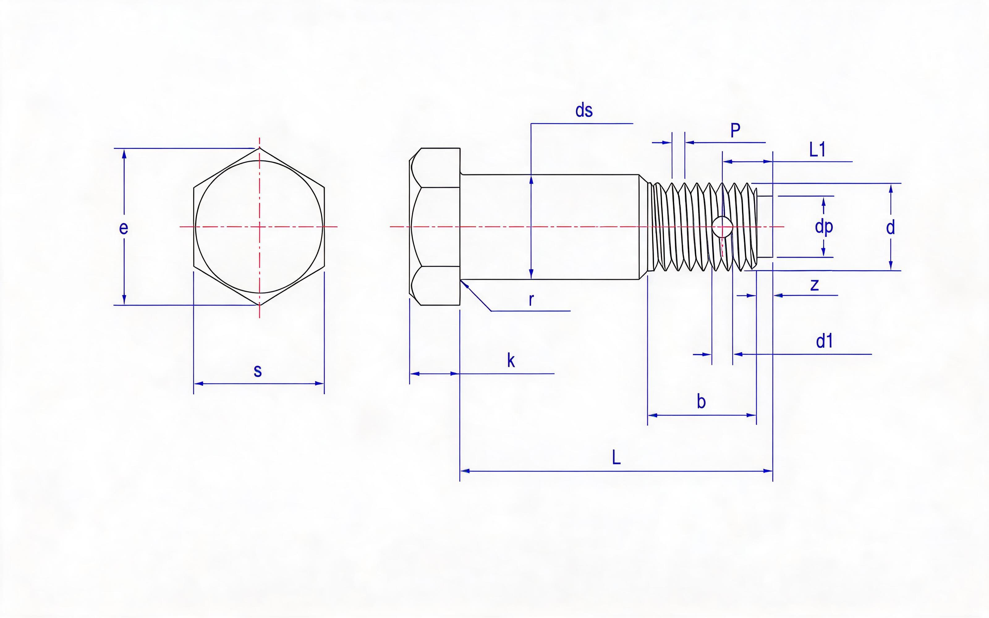 Hexagon screw rod with hole stiffener bolt Standard Drawing