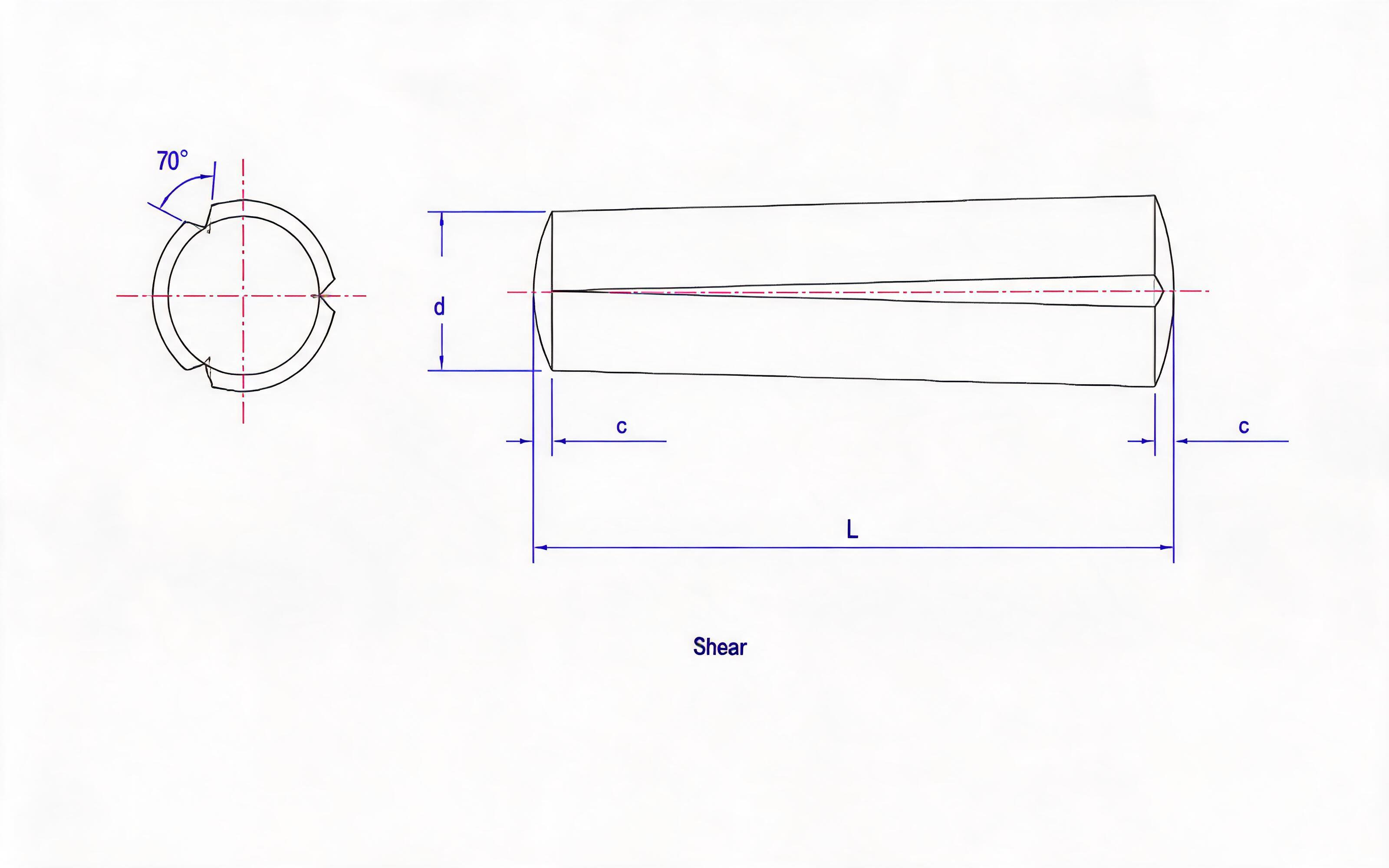 Full length taper groove of groove pin (Type A) Standard Drawing