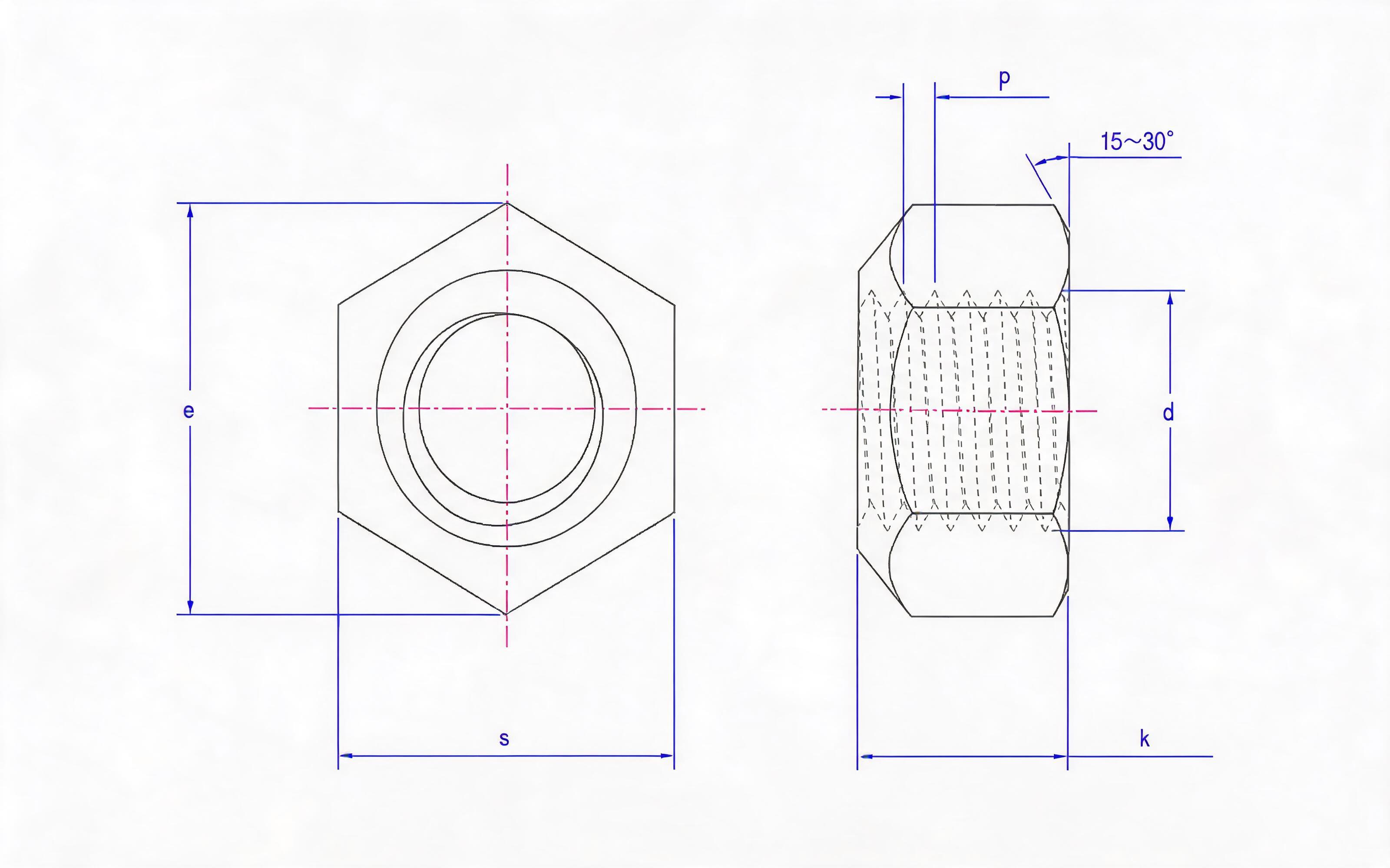 Type 2 all-metal hexagon lock nut Standard Drawing