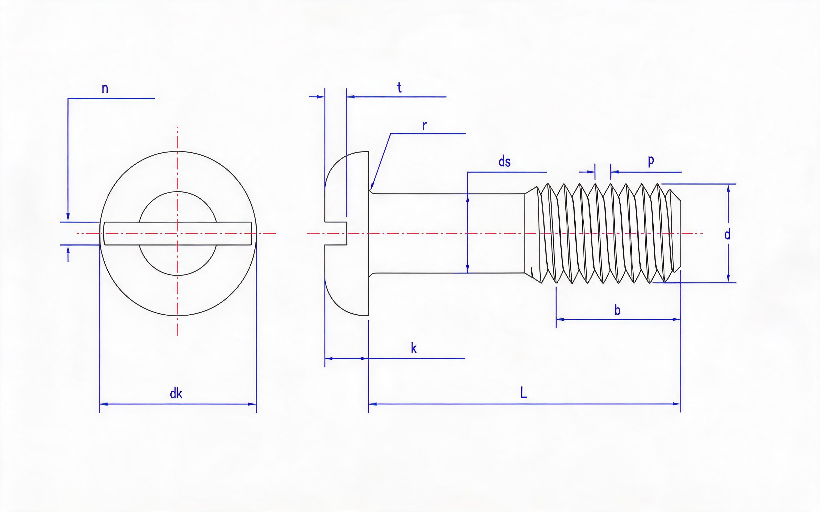 SLOTTED PAN HEAD WITHOUT SCREW Standard Drawing