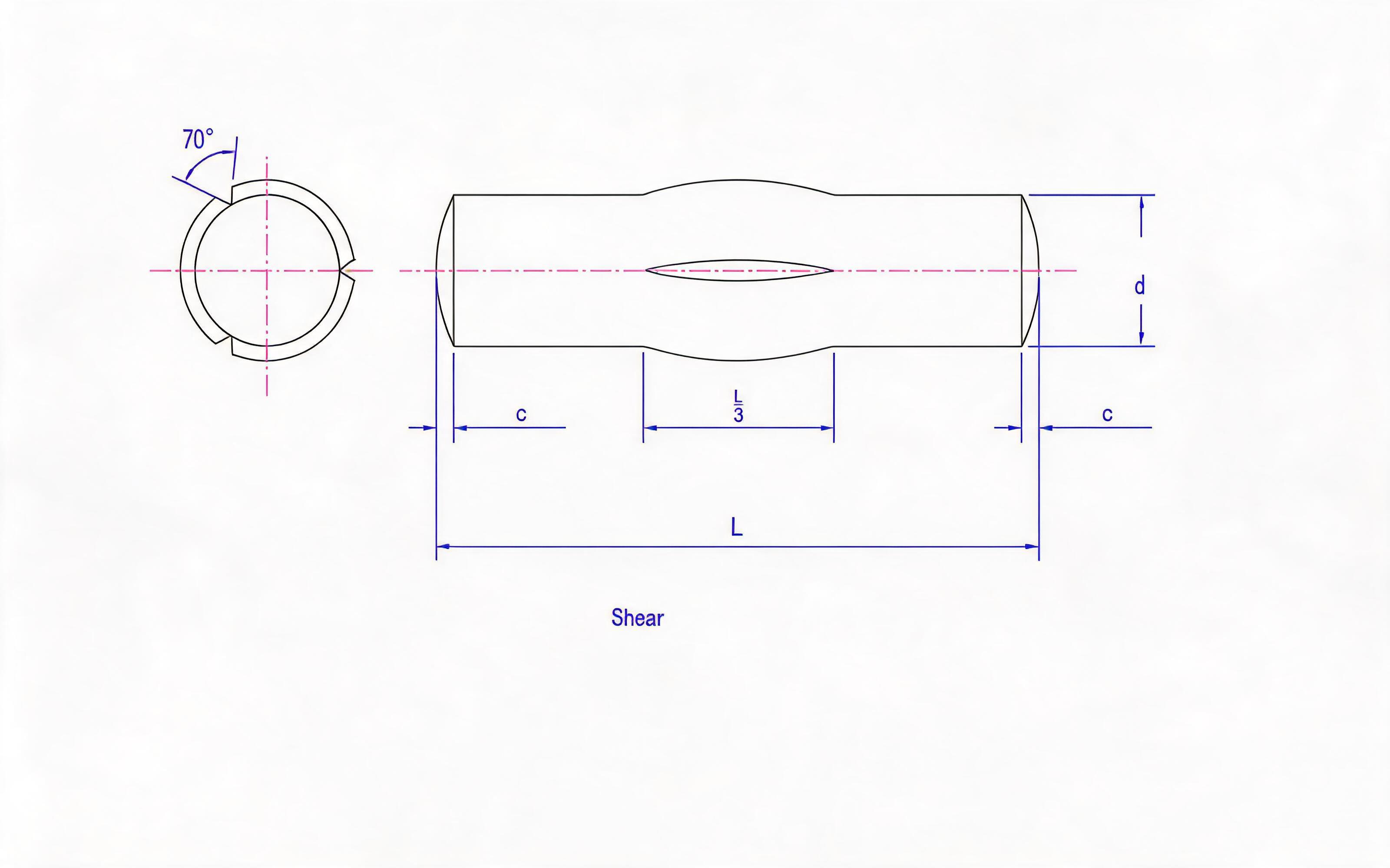 SLOTTED PIN WITH 1_3 FULL LENGTH PARALLEL GROOVE AT MID Standard Drawing