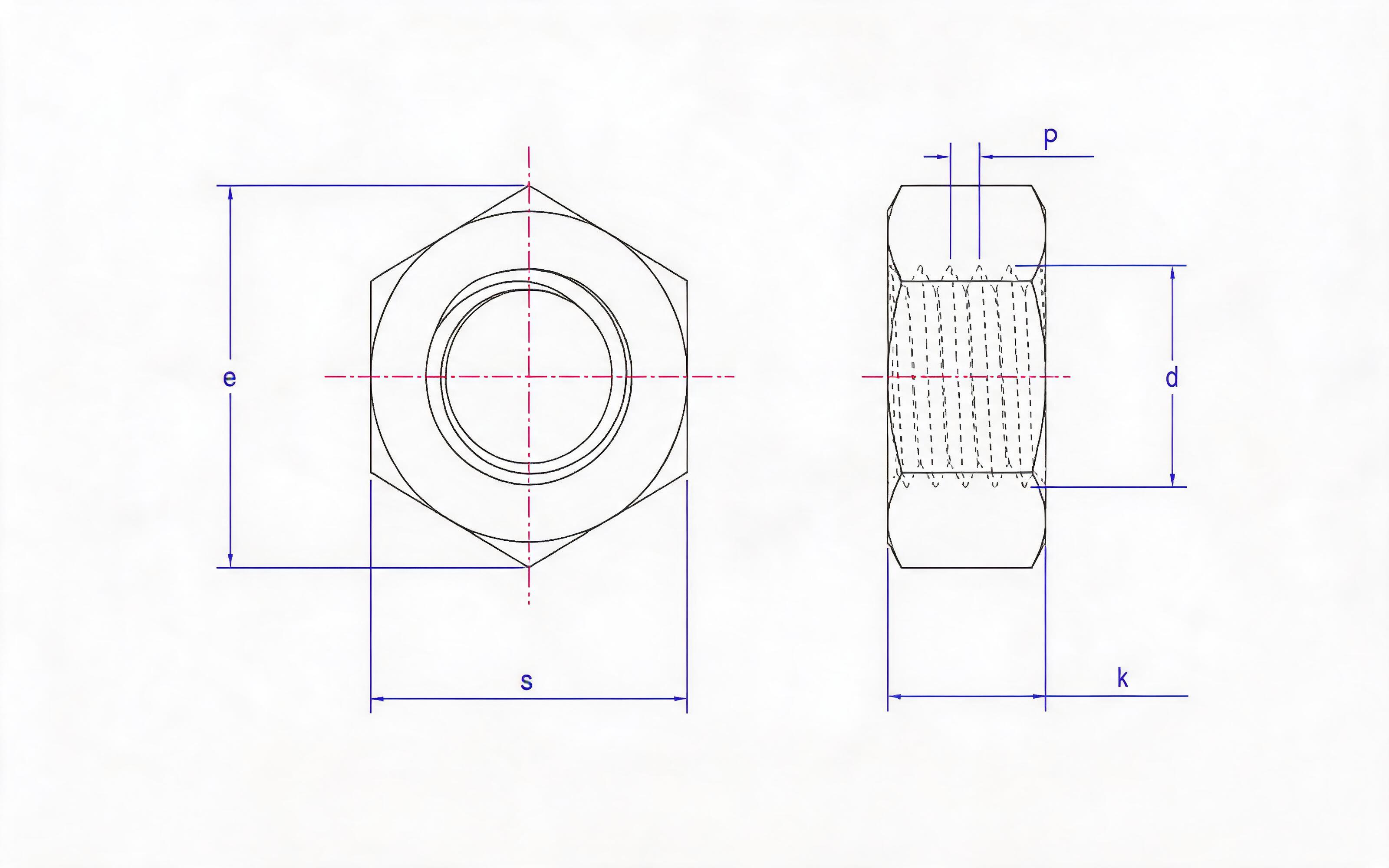 Hexagon nut Standard Drawing