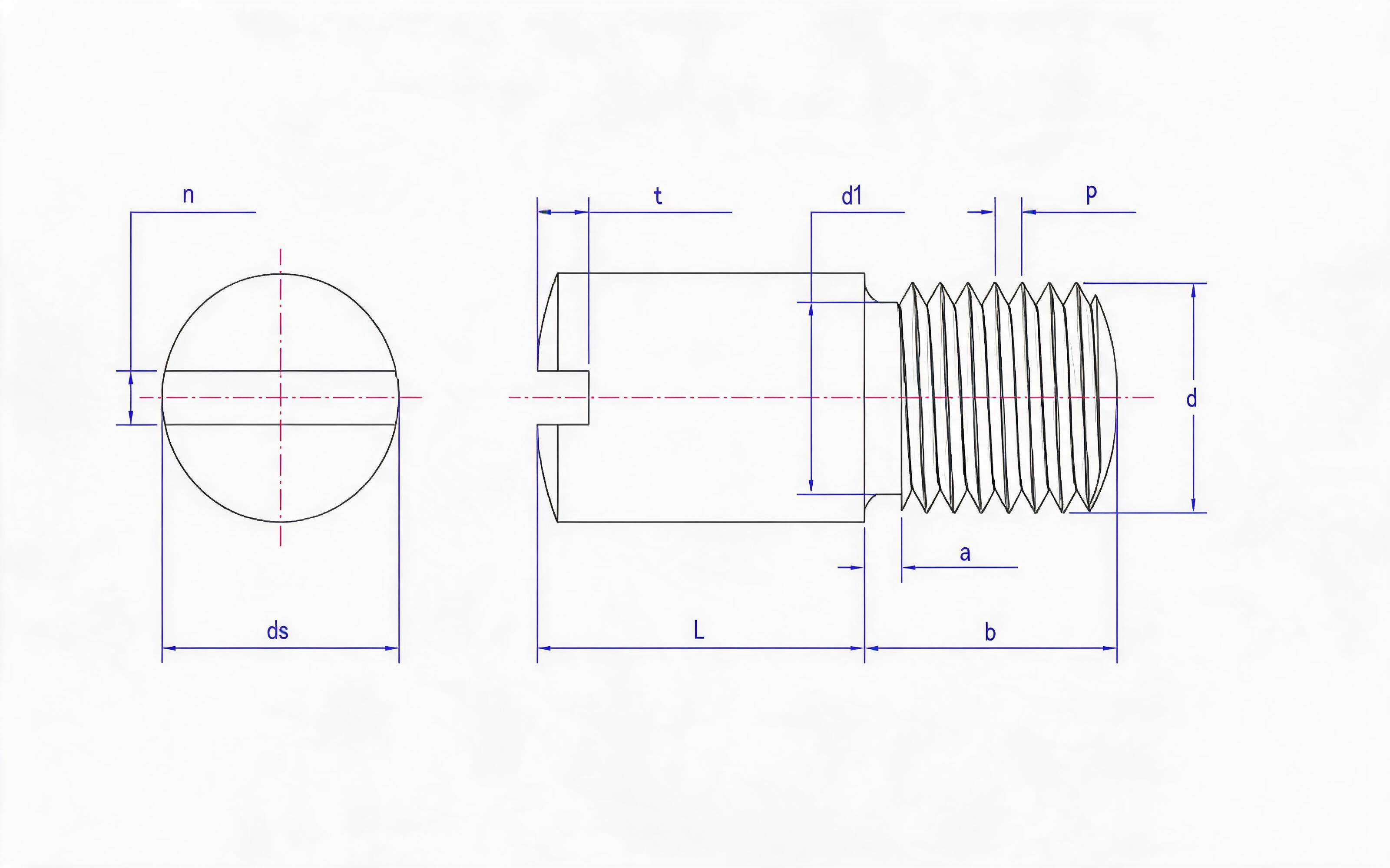 SLOTTED HEADLESS SHAFT SCREW Standard Drawing