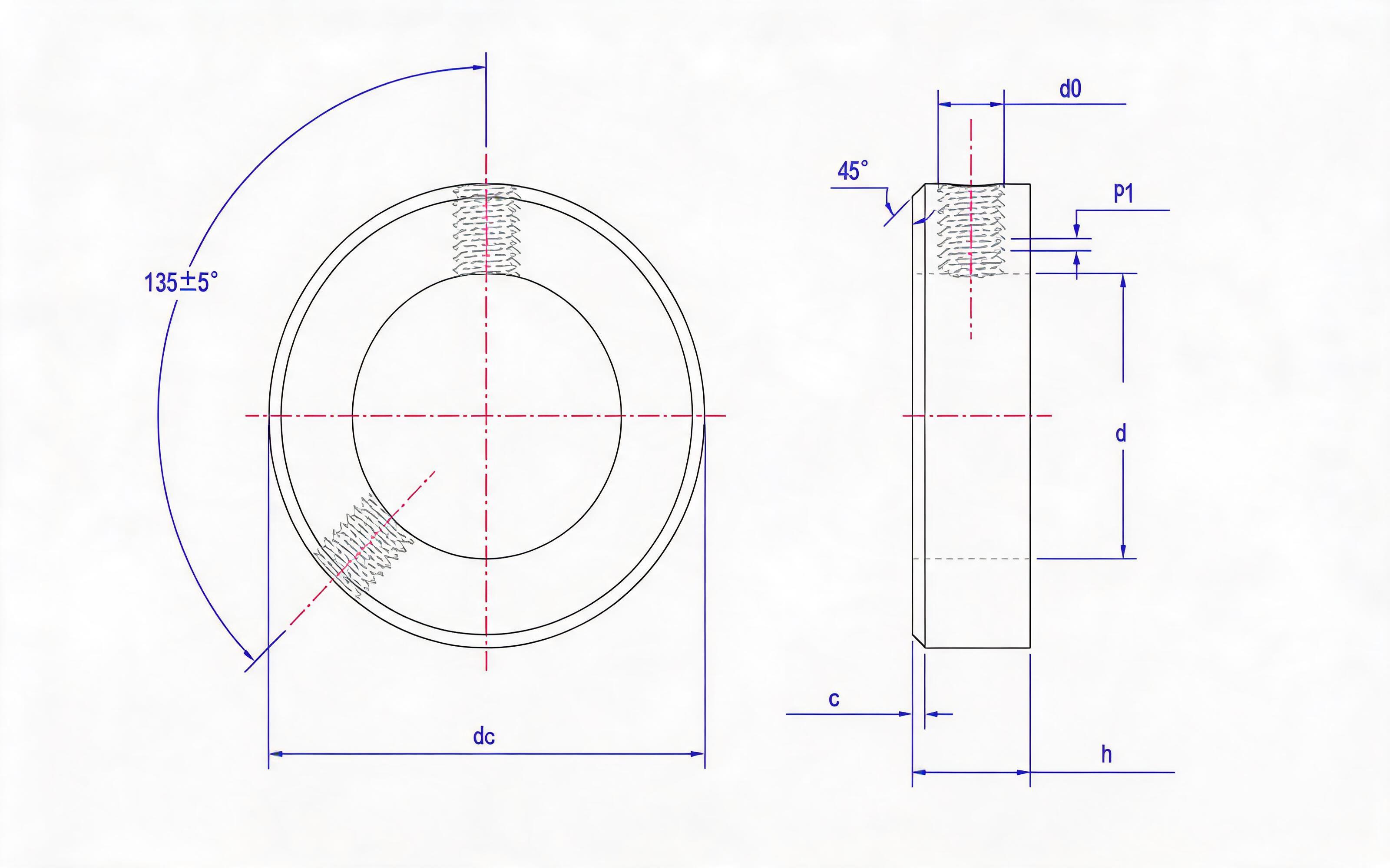 Type A screw locking retaining ring with locking ring (d>70) Standard Drawing