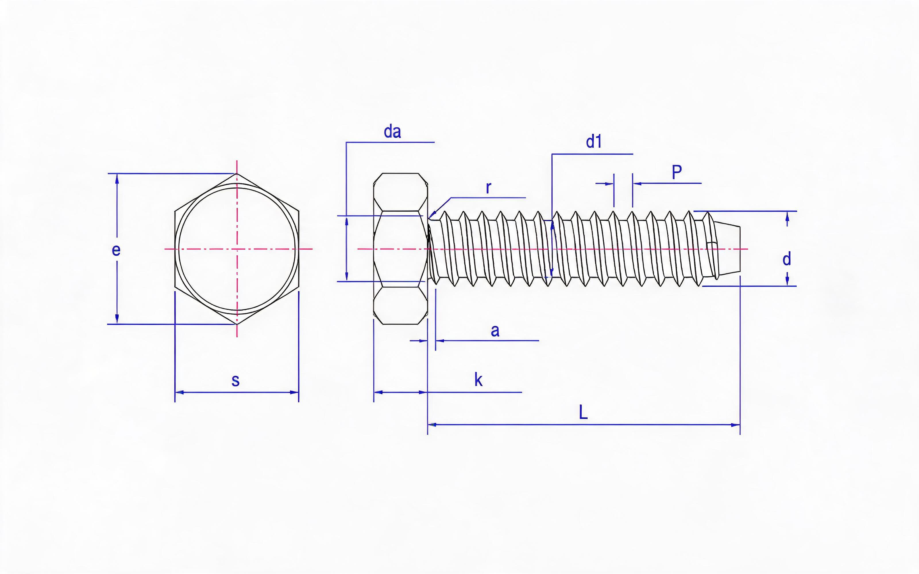 Type F recessed hexagon head self-tapping screw Standard Drawing