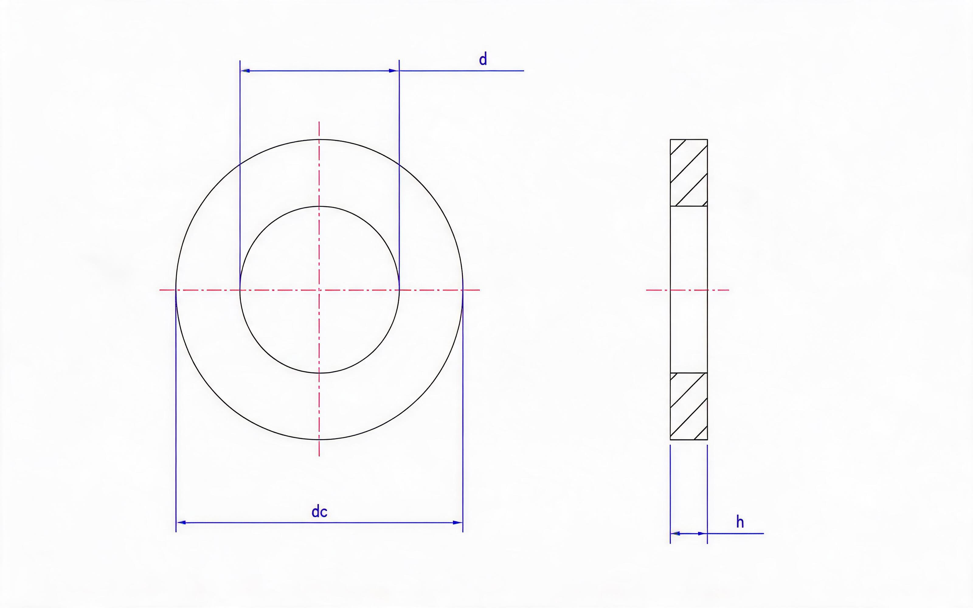 Black washers for bolts Standard Drawing