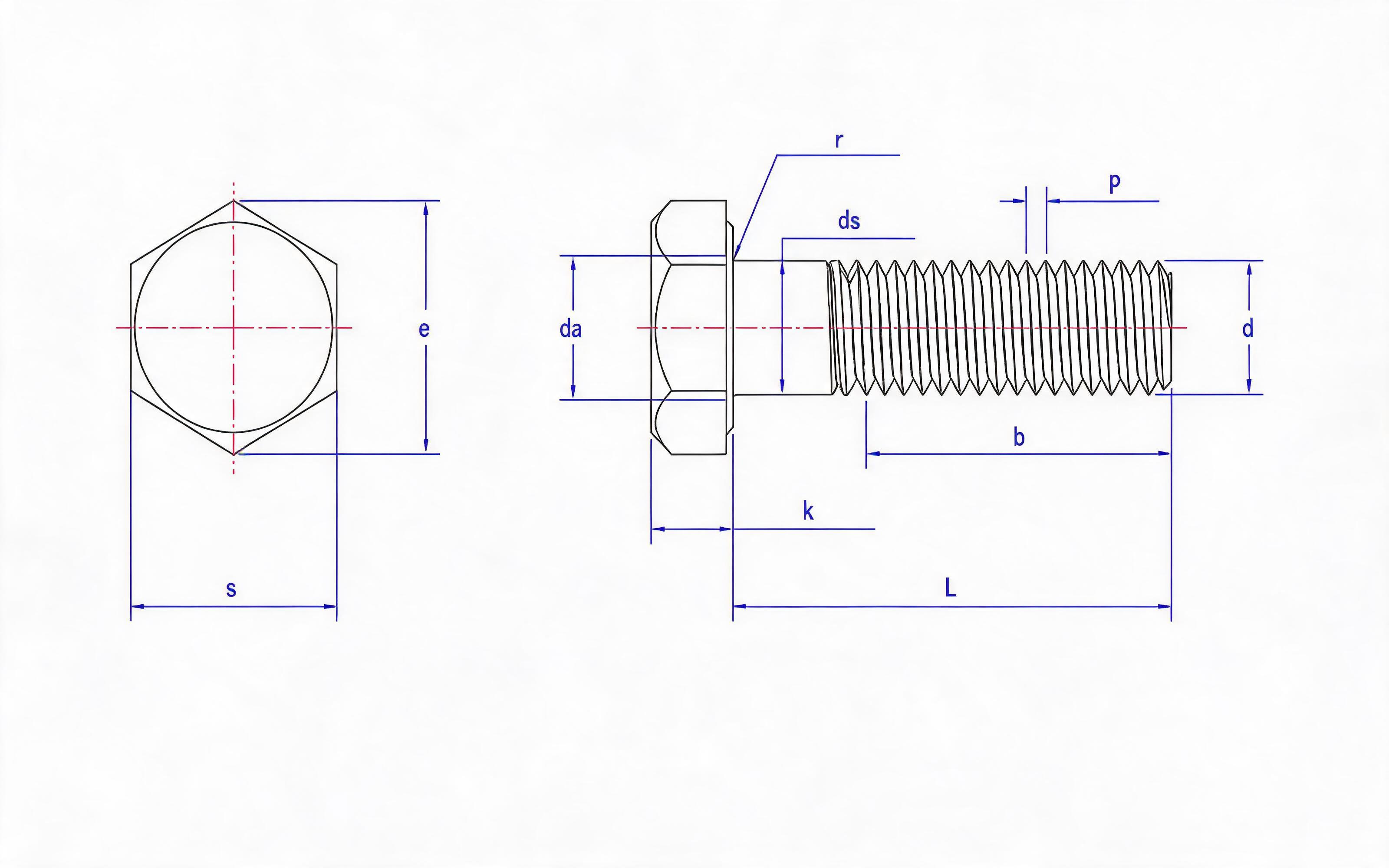 Hexagon head bolt Standard Drawing