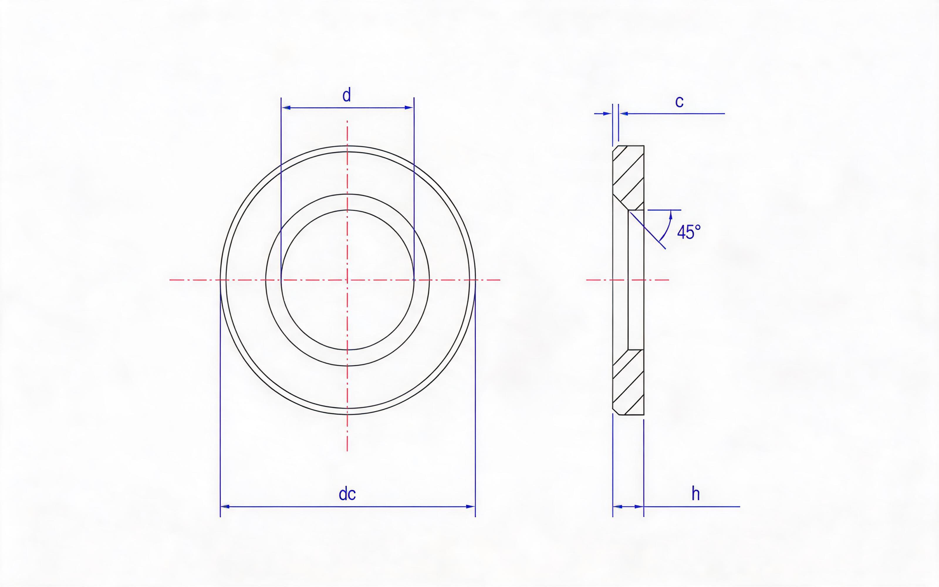Pre-load high-strength bolted structural connection fittings-Part 6: Plain chamfered washers Standard Drawing