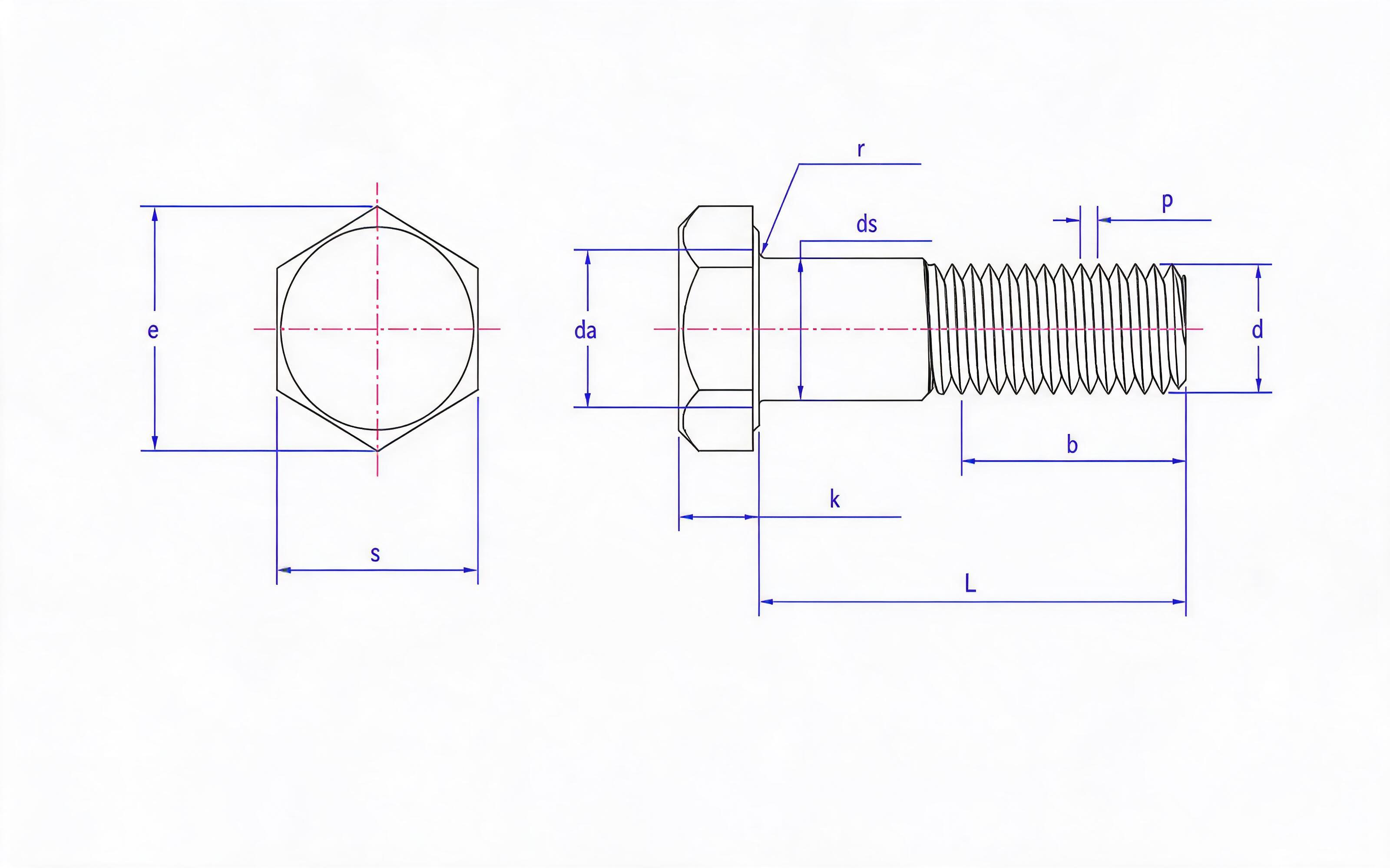 Hexagon head stiffener bolt for steel structure Standard Drawing