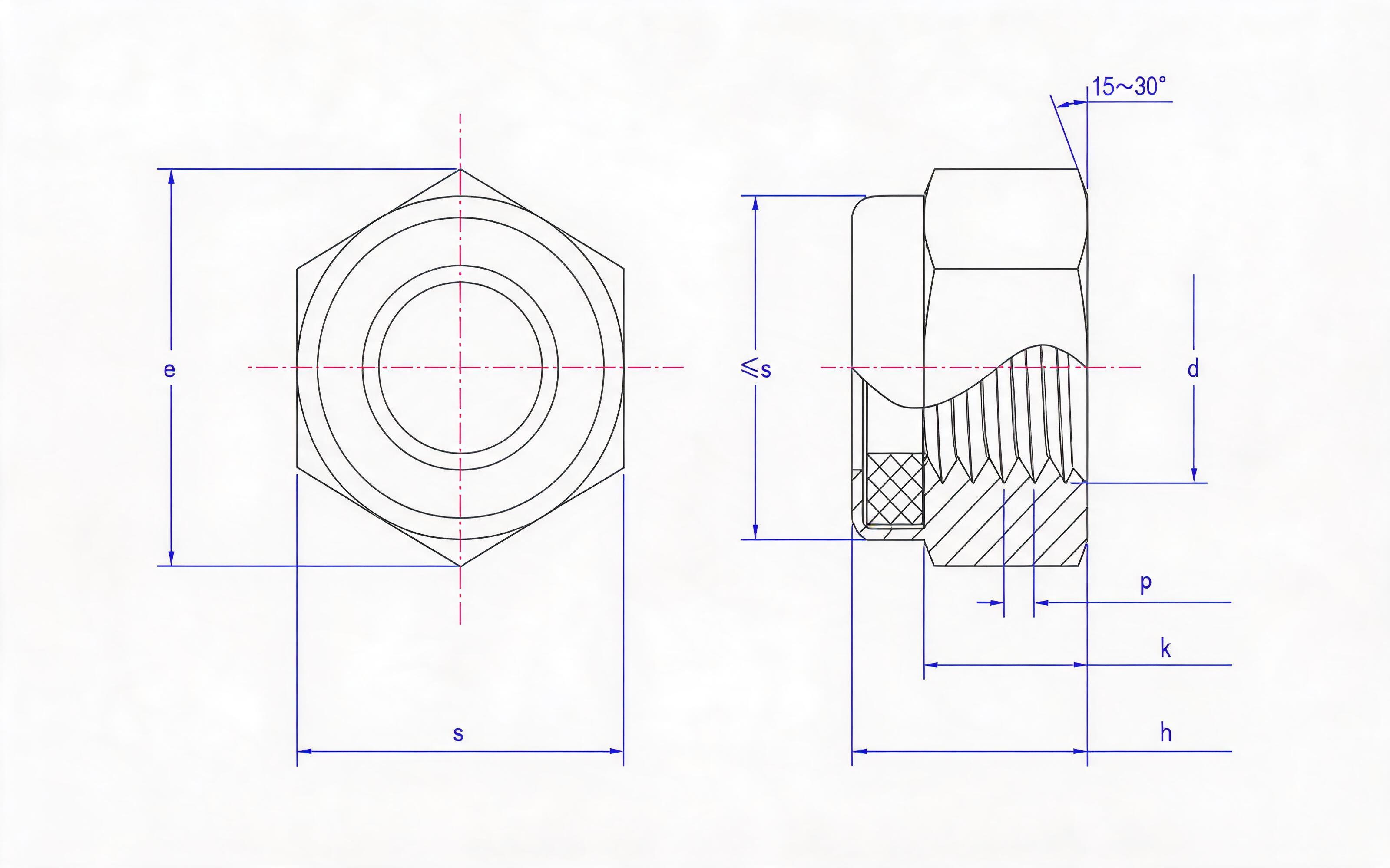 NONMETALLIC INSERT HEX LOCK NUT Standard Drawing