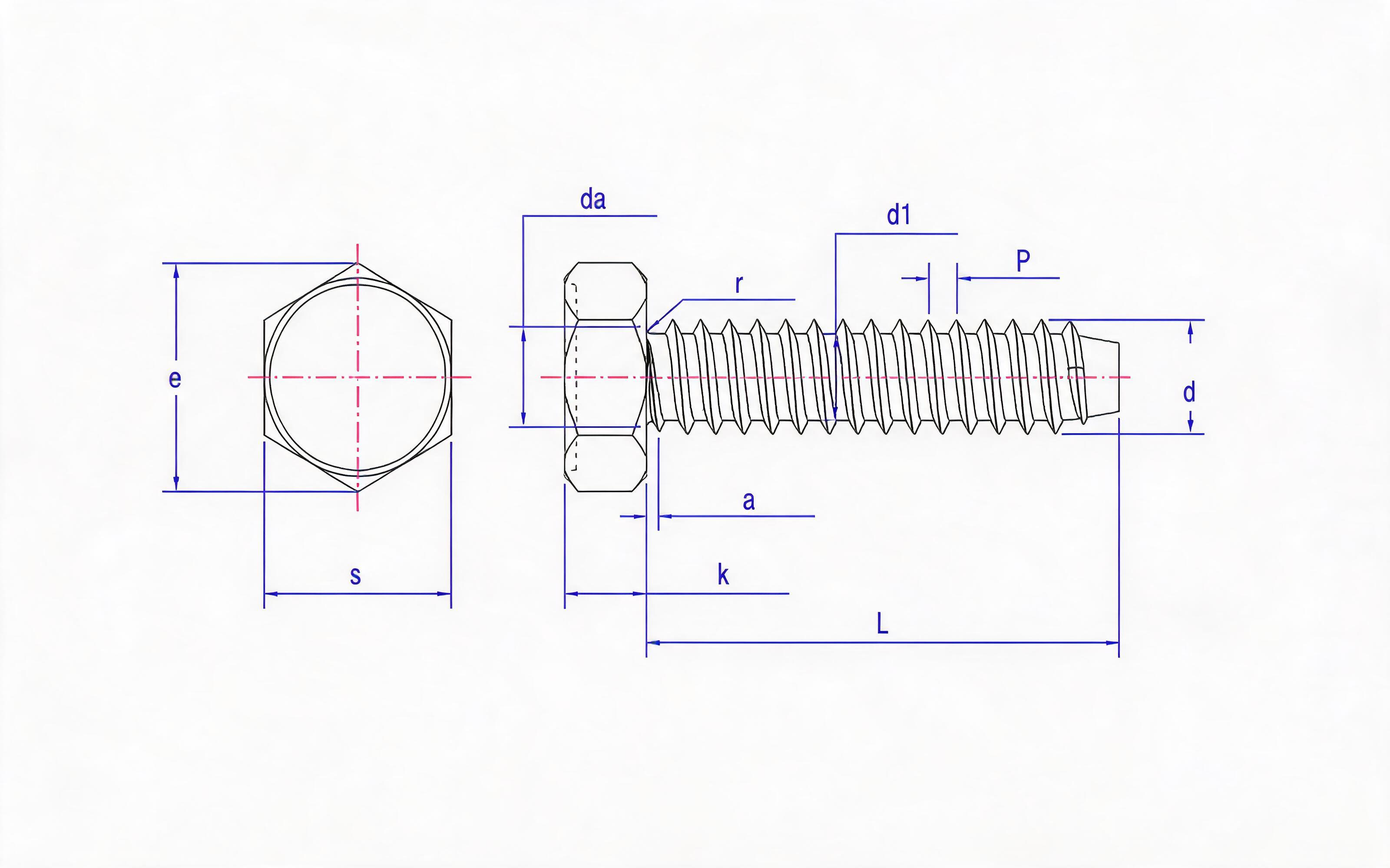 Type F recessed hexagon head self-tapping screw Standard Drawing