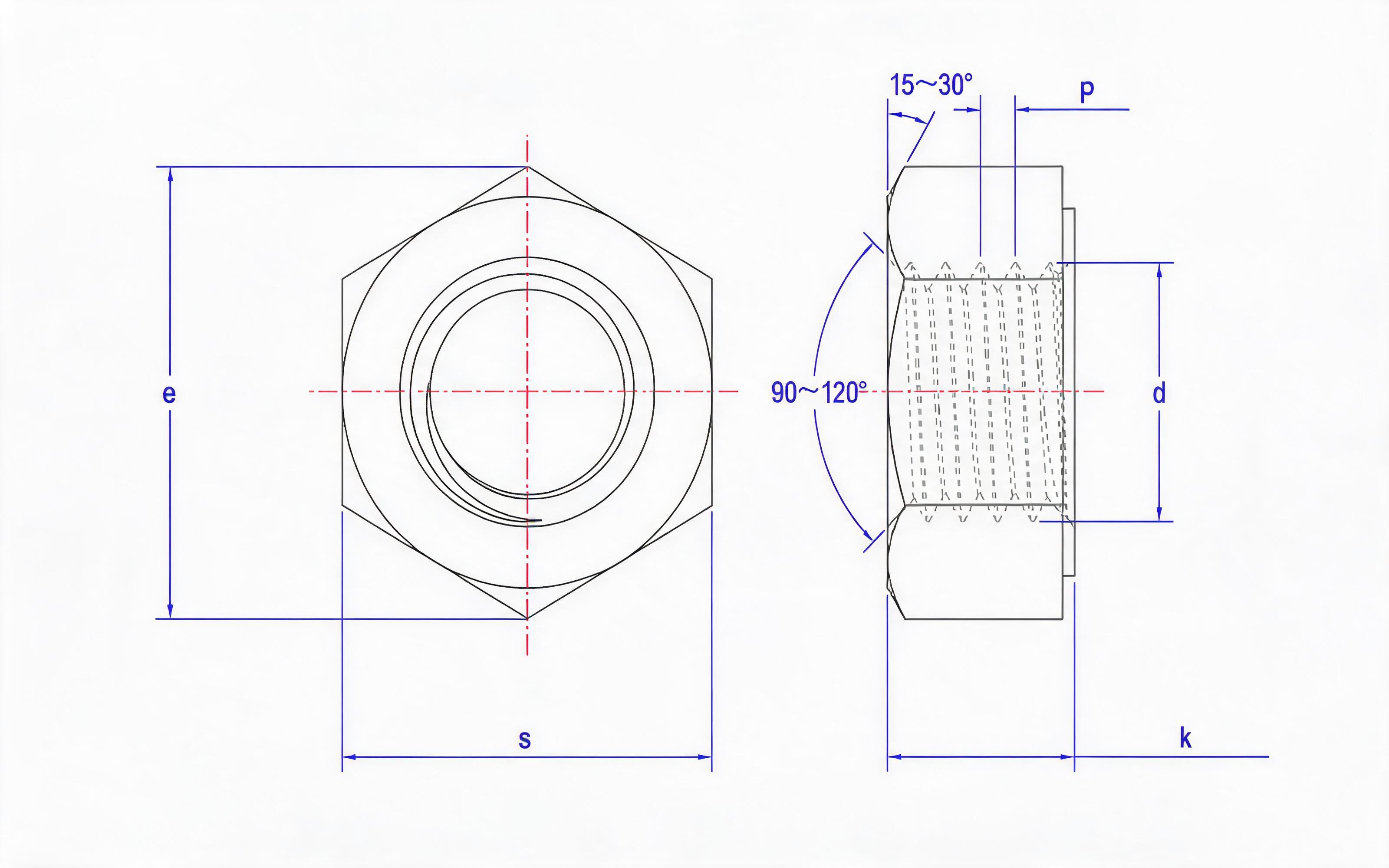 Single Chamfer Big Hexagon Nuts for Grade 8 and 10 Bolted Structures Standard Drawing