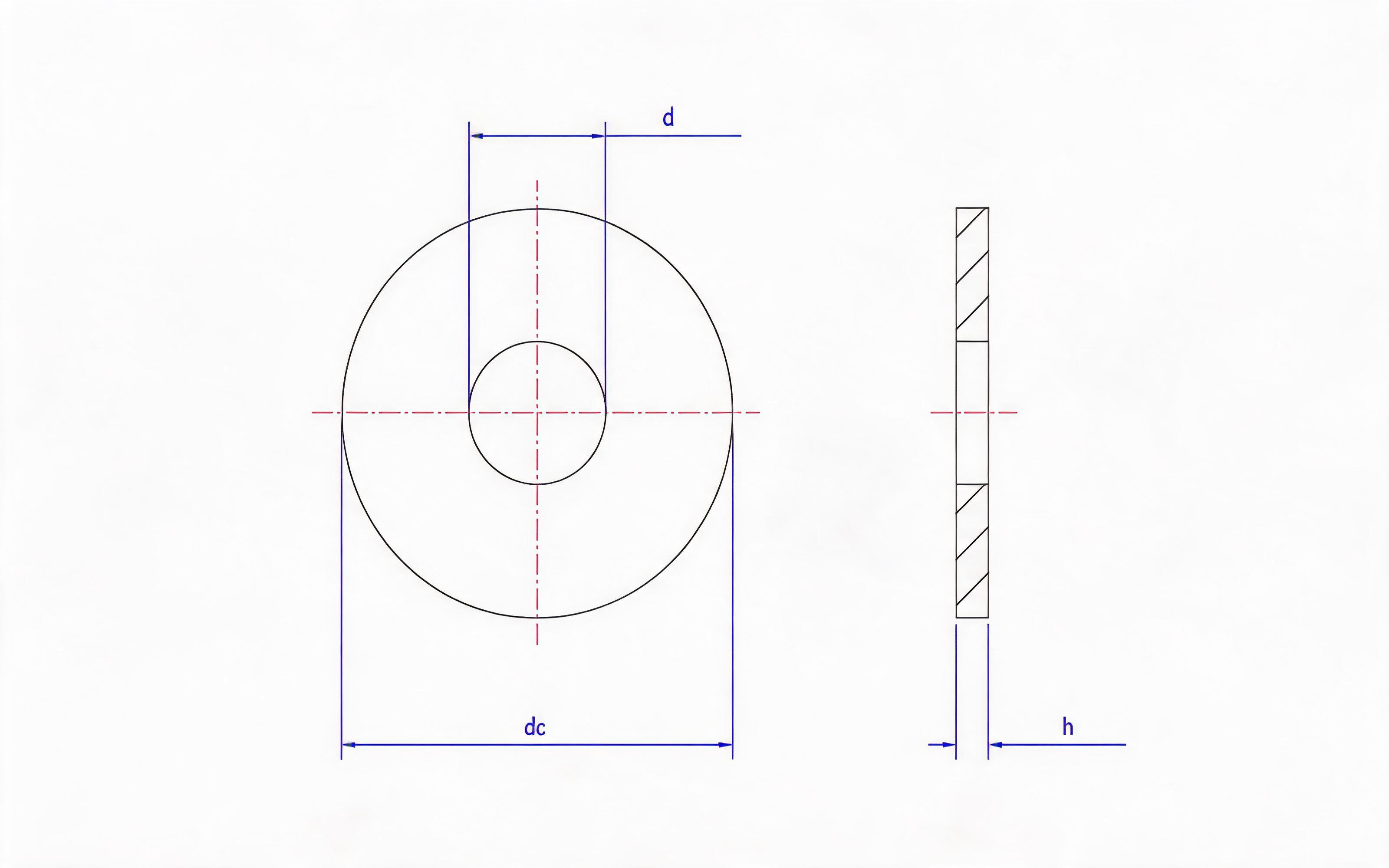 Large flat washer Standard Drawing
