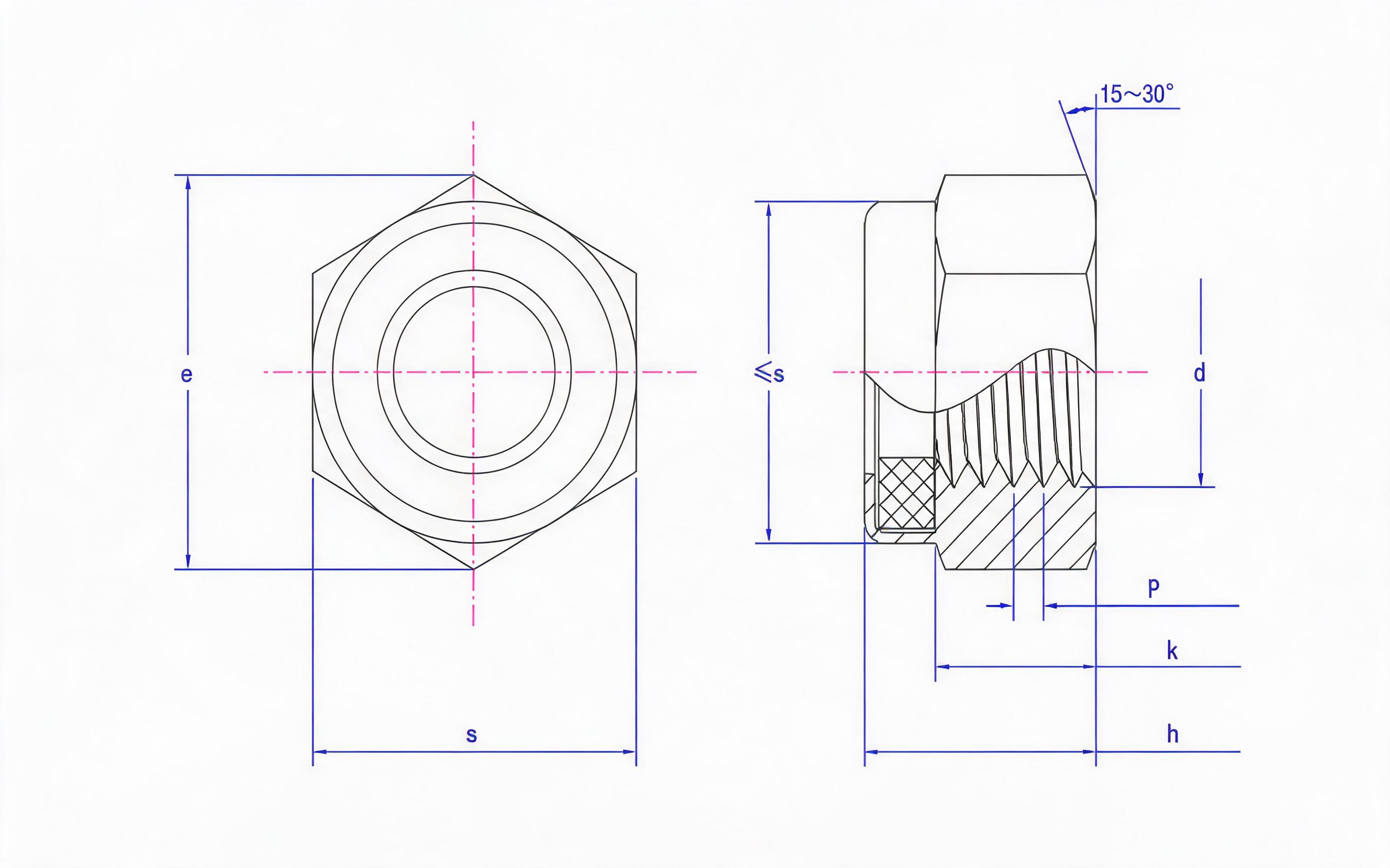 NONMETALLIC INSERT LOCKING THICKENED NUT Standard Drawing