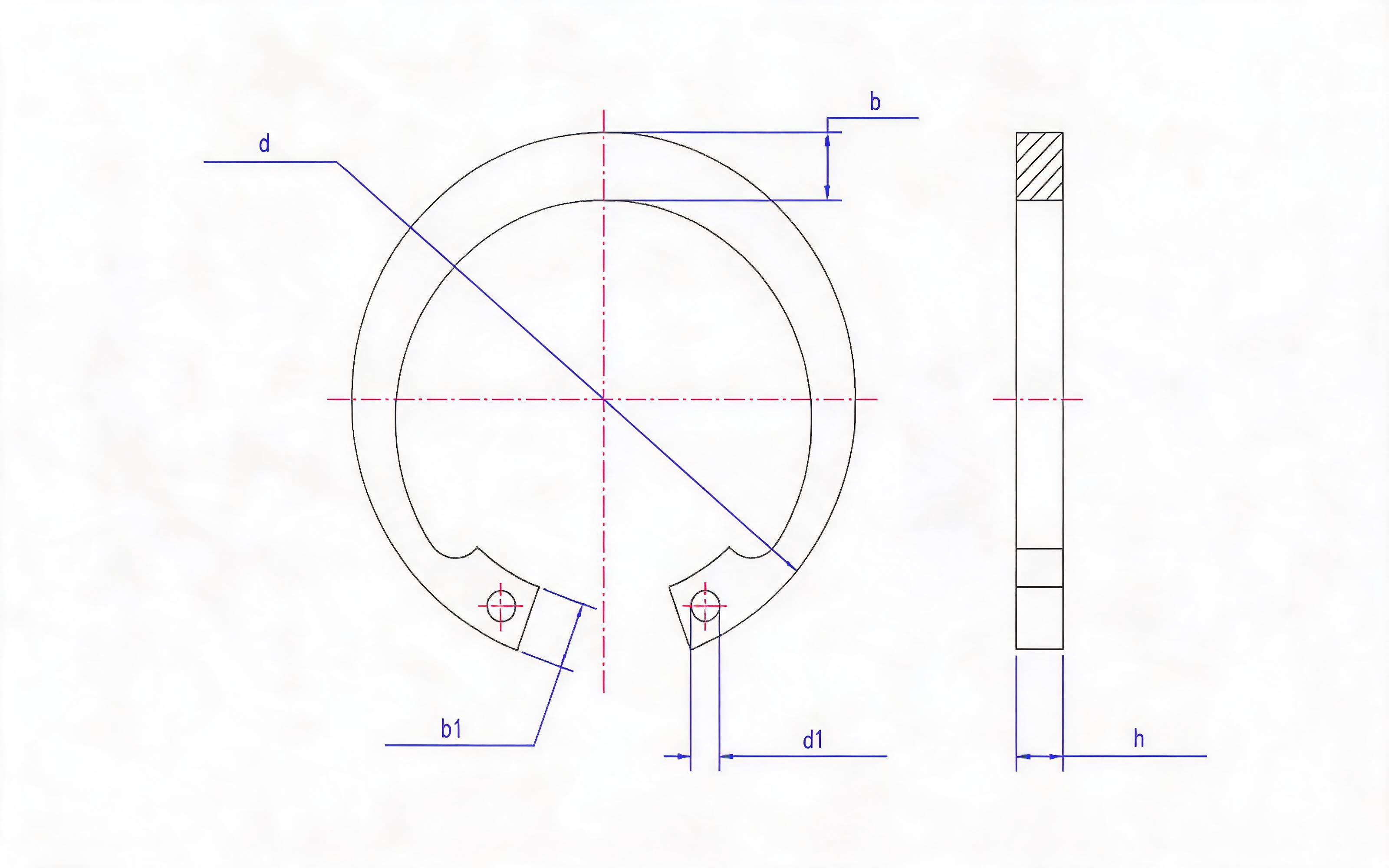 Clamp spring for heavy hole (Fig. 1, d ≥ 25mm) Standard Drawing