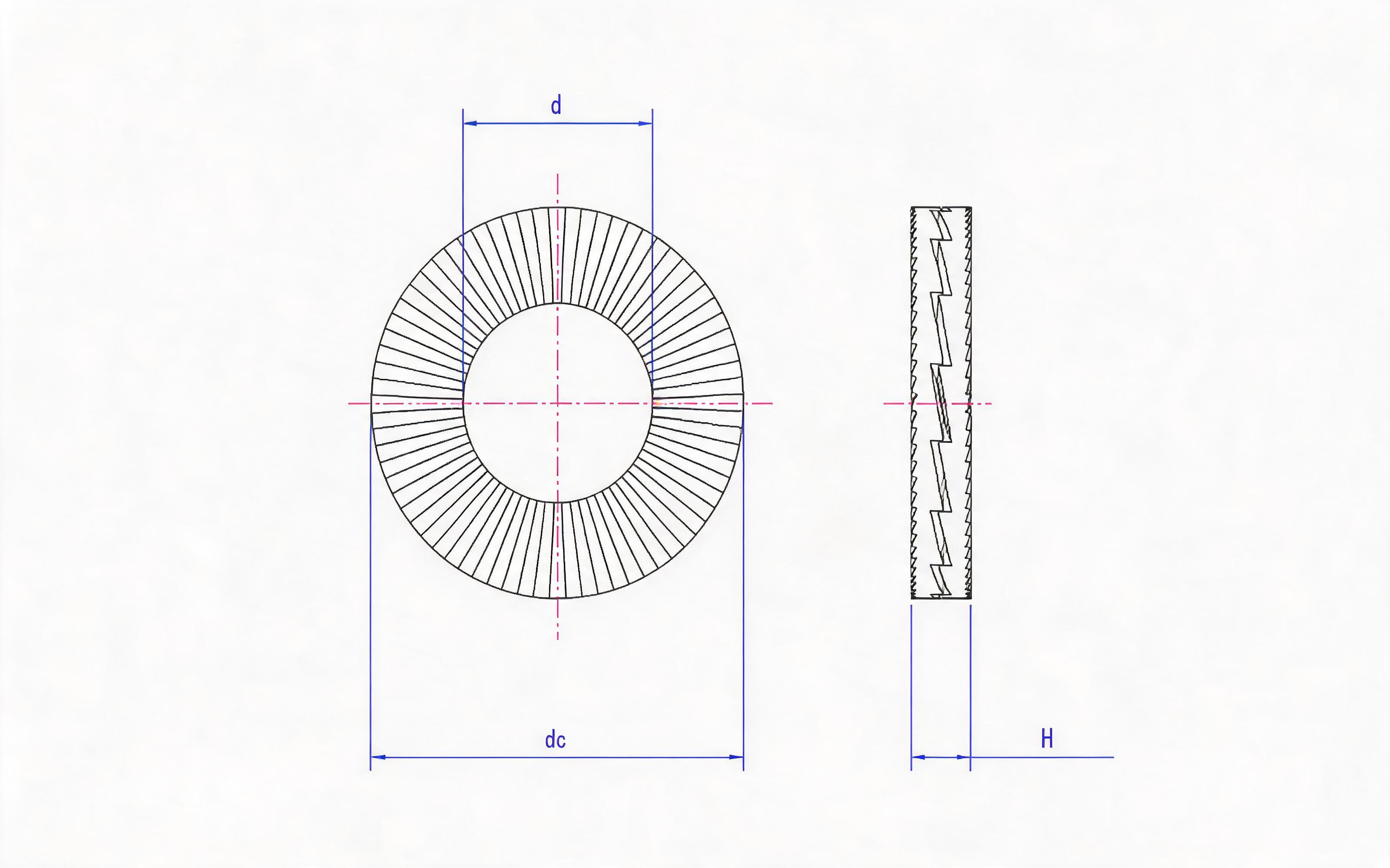 Double-lap self-locking large washer (carbon steel) Standard Drawing