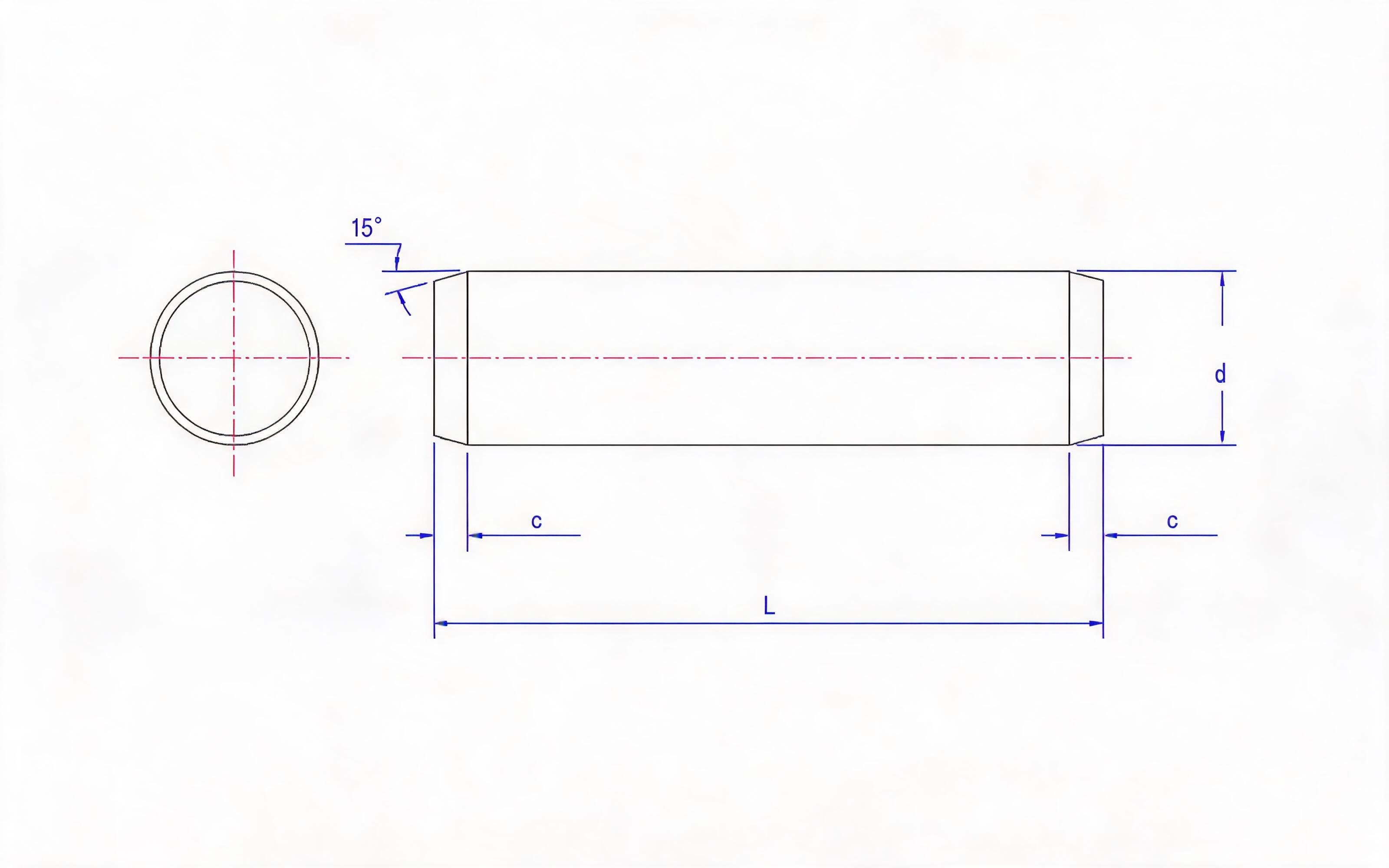 Hardened Steel and Martensitic Stainless Steel Cylindrical Pins Standard Drawing
