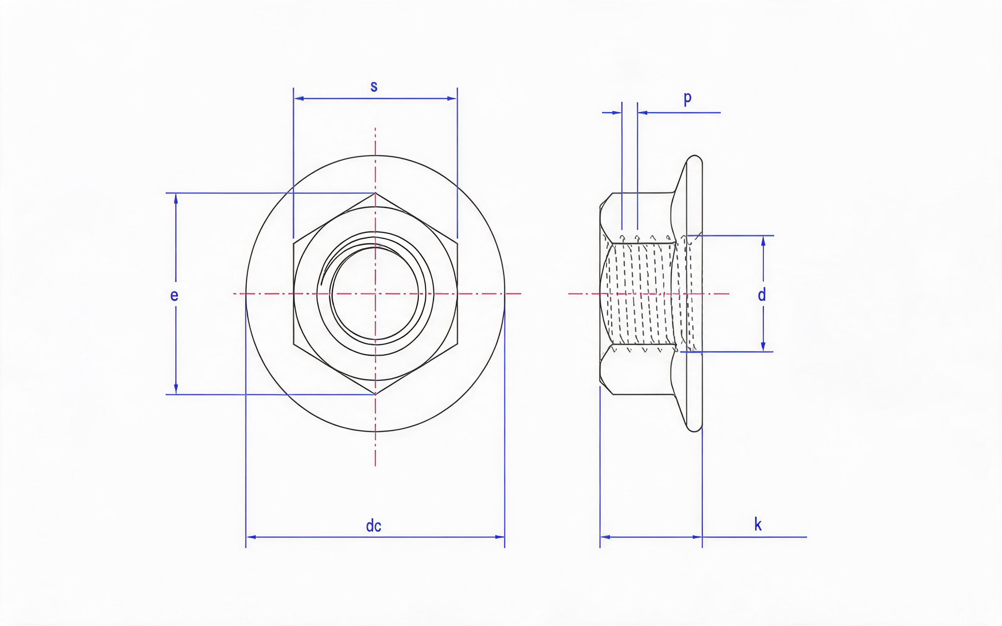 Hexagon flange nuts  Standard Drawing