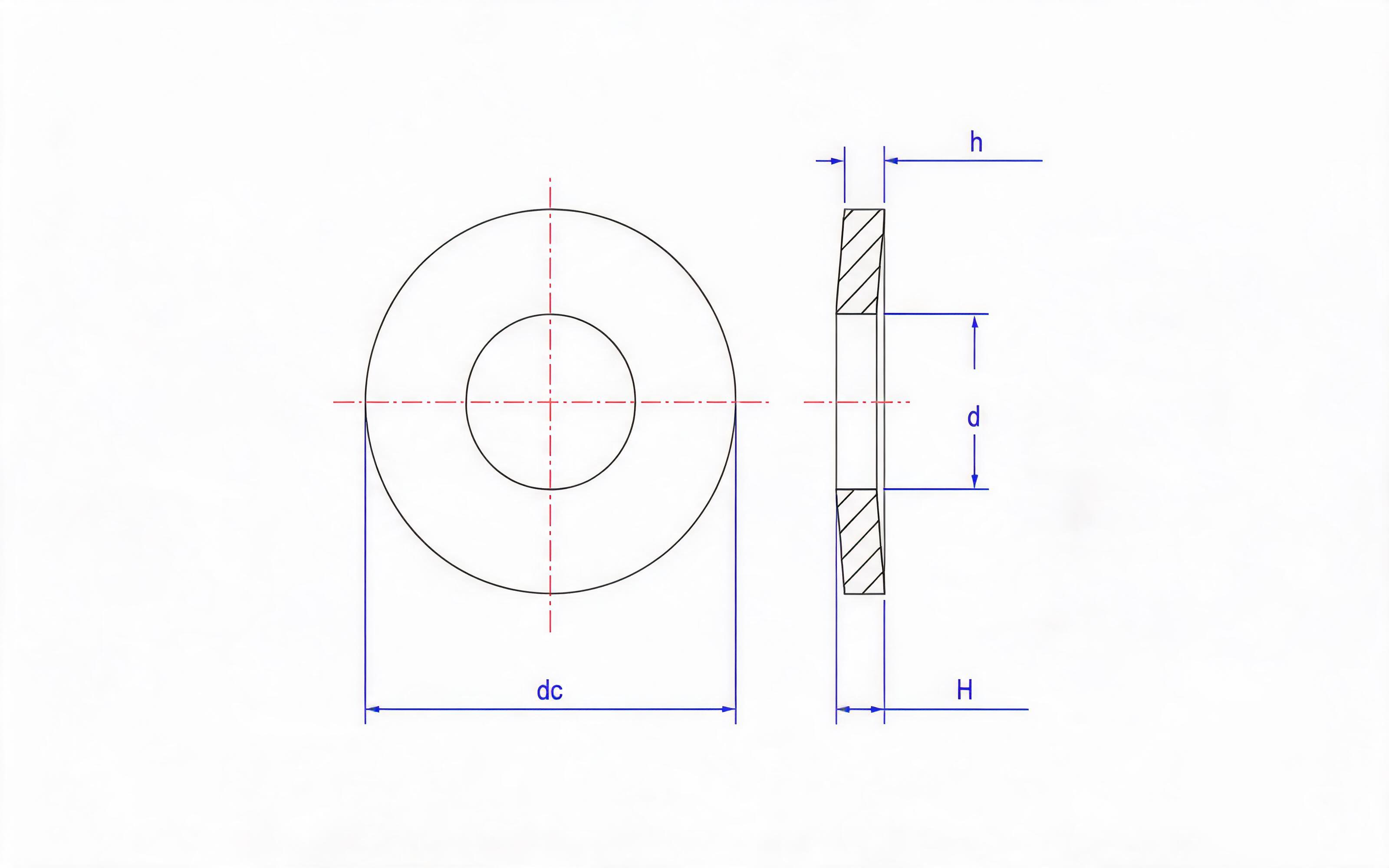 Belleville spring washer (h>6mm, d H13) Table 5 Standard Drawing