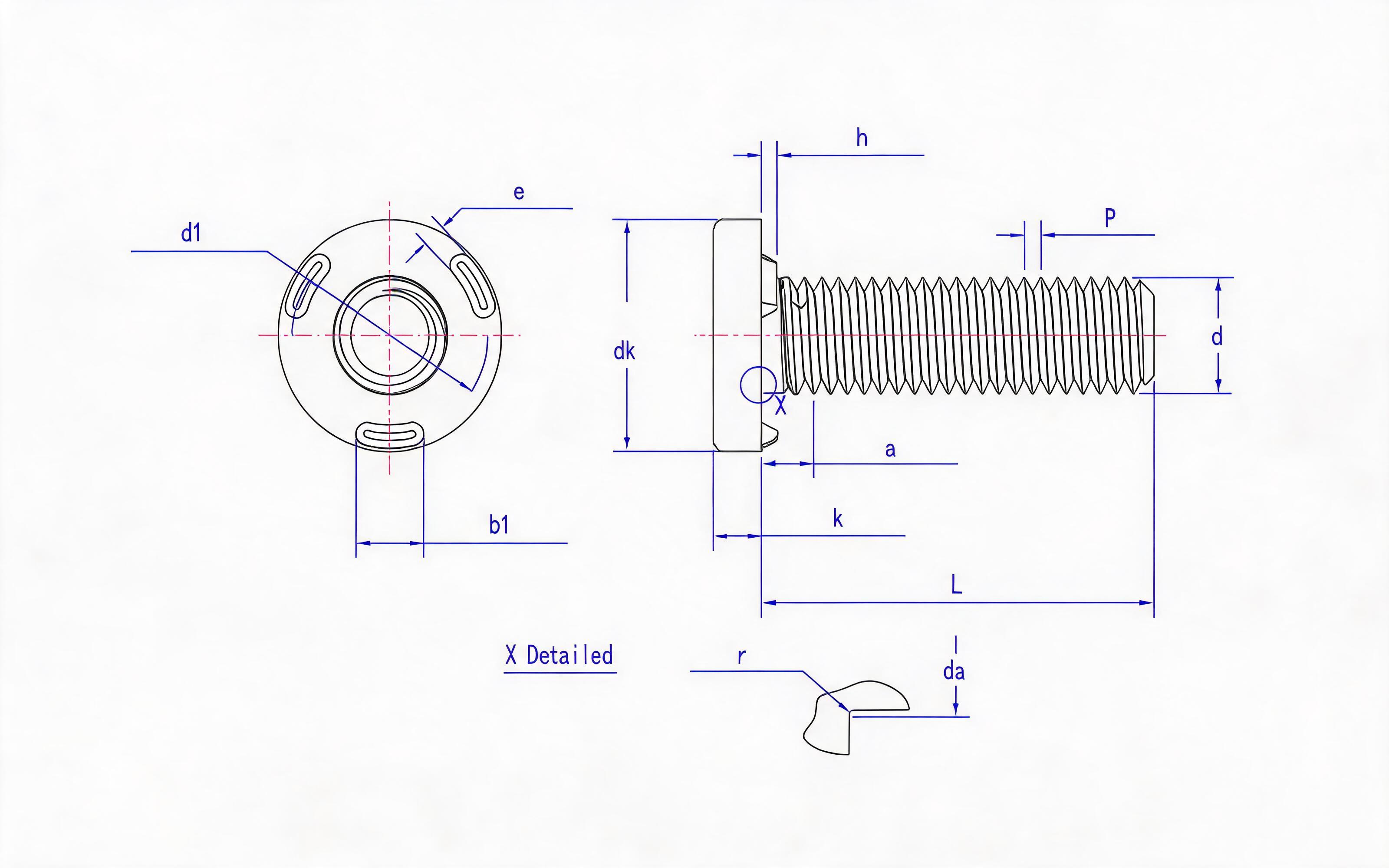 Welding screw Standard Drawing