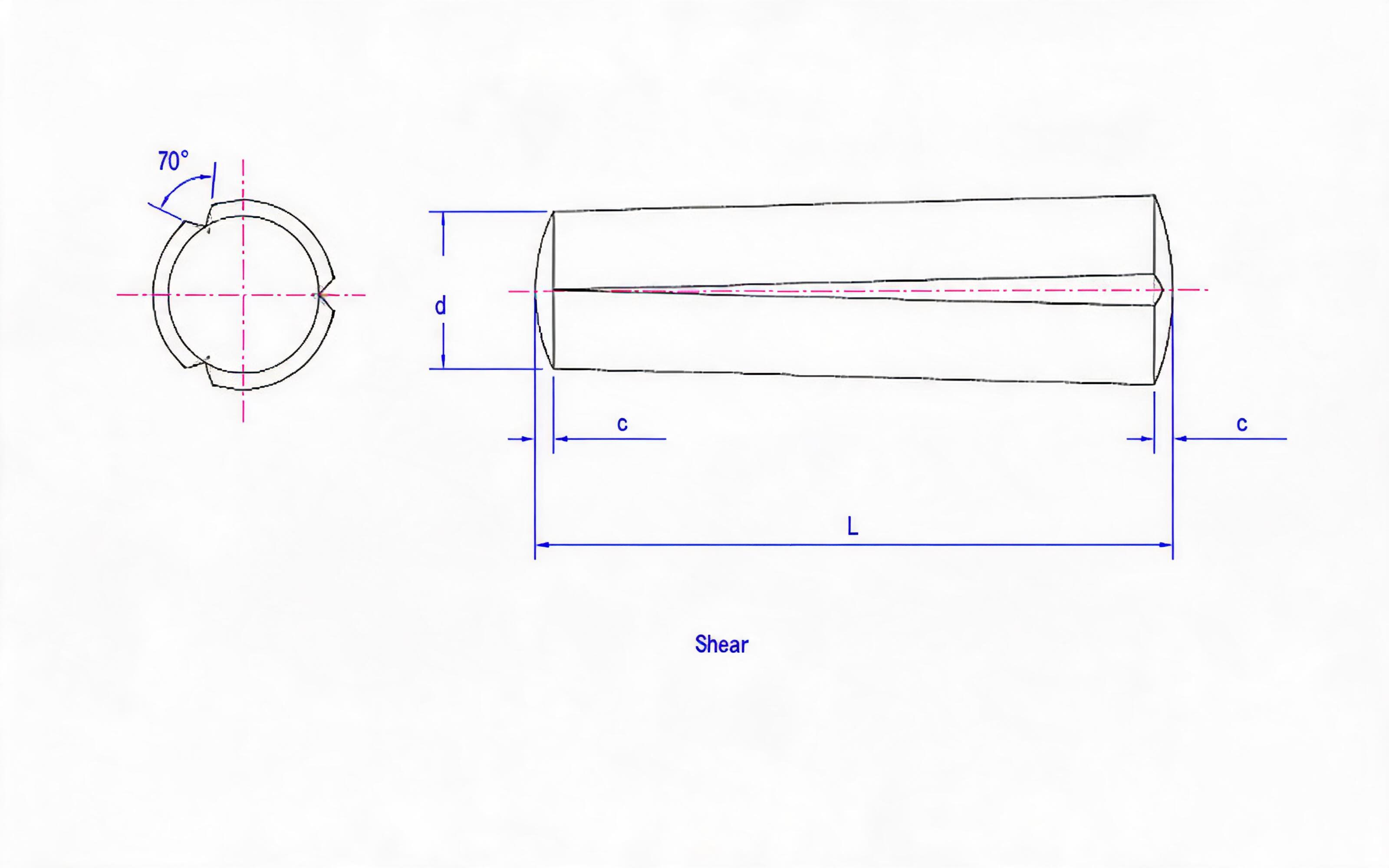Full length taper groove of groove pin Standard Drawing