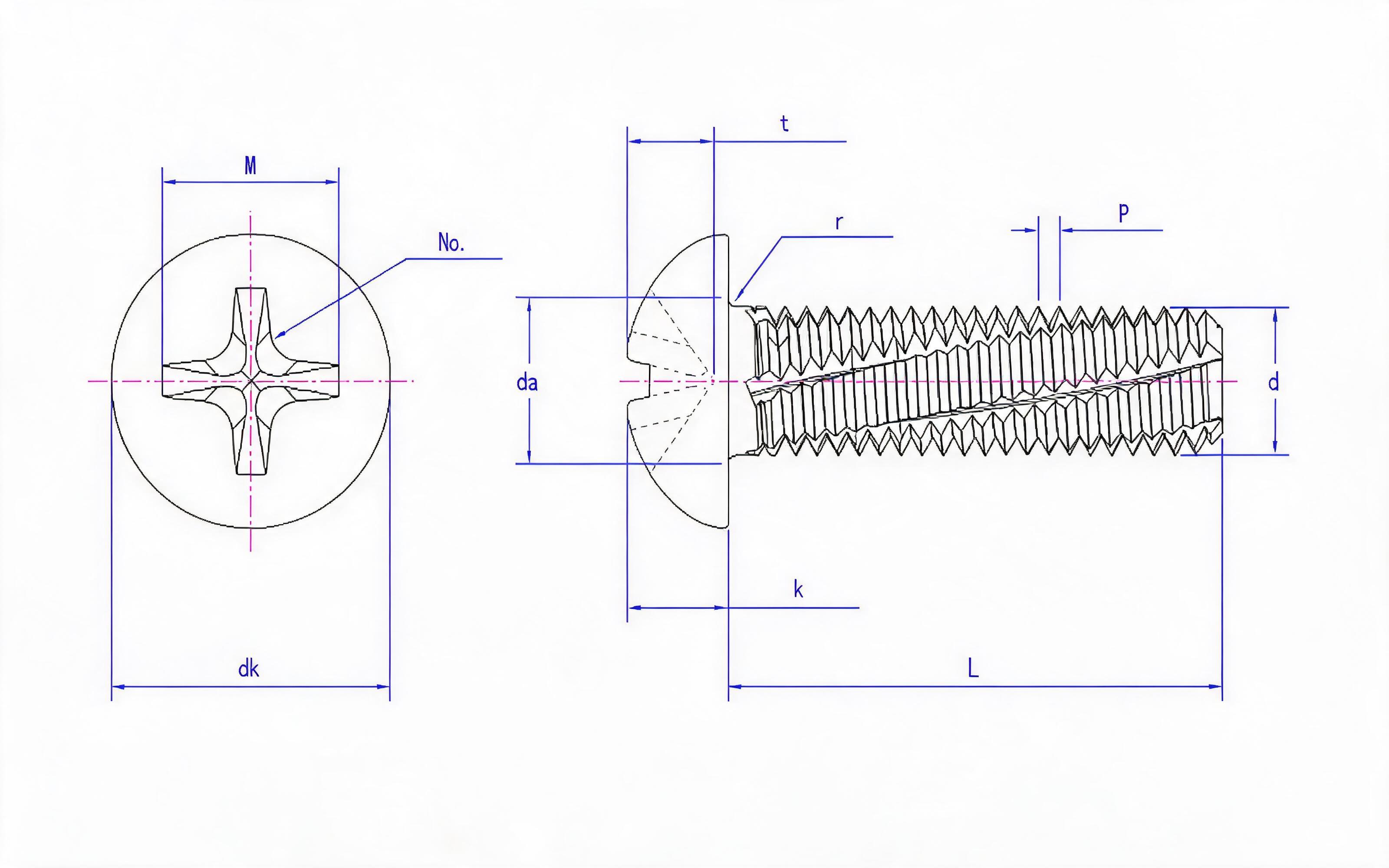 Cross recessed panhead cutting screw (type H) Standard Drawing