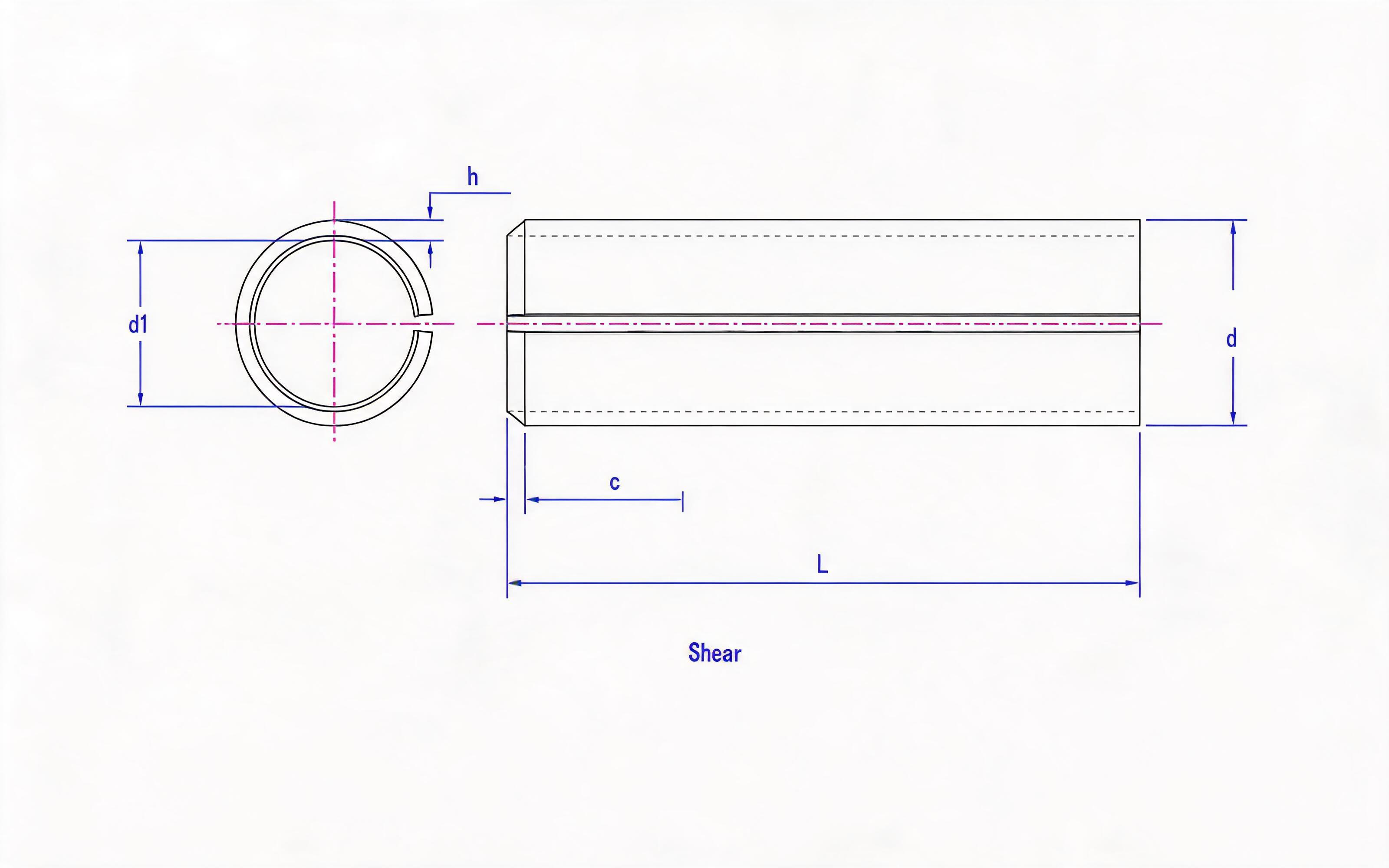 Heavy Slotted Elastic Cylindrical Pin Standard Drawing