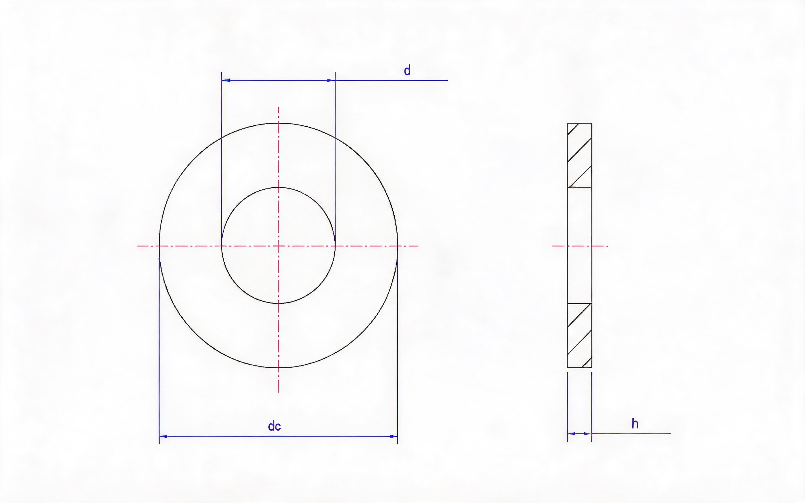 Flat washer, plain washer Standard Drawing
