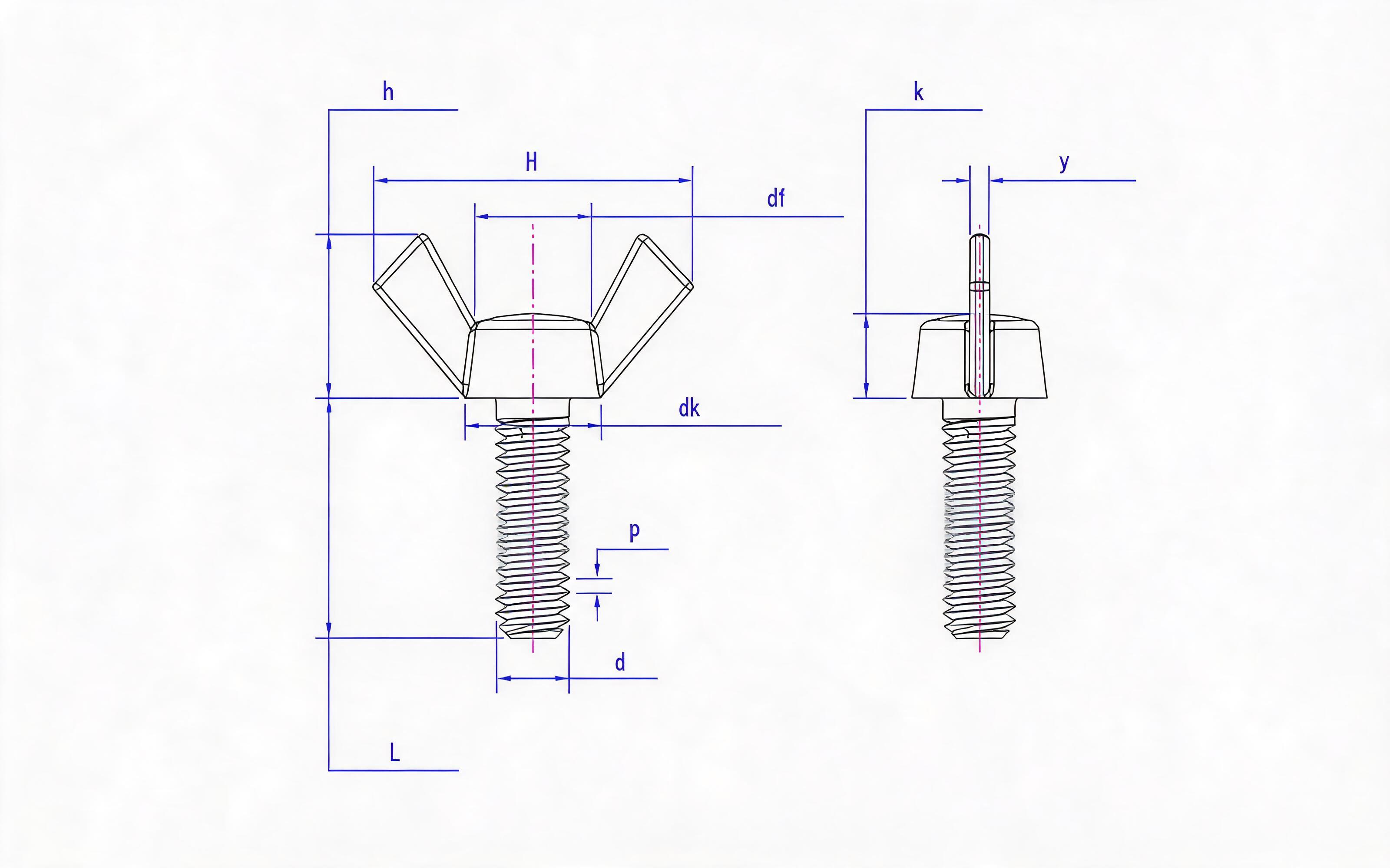 Thumb square screw Standard Drawing