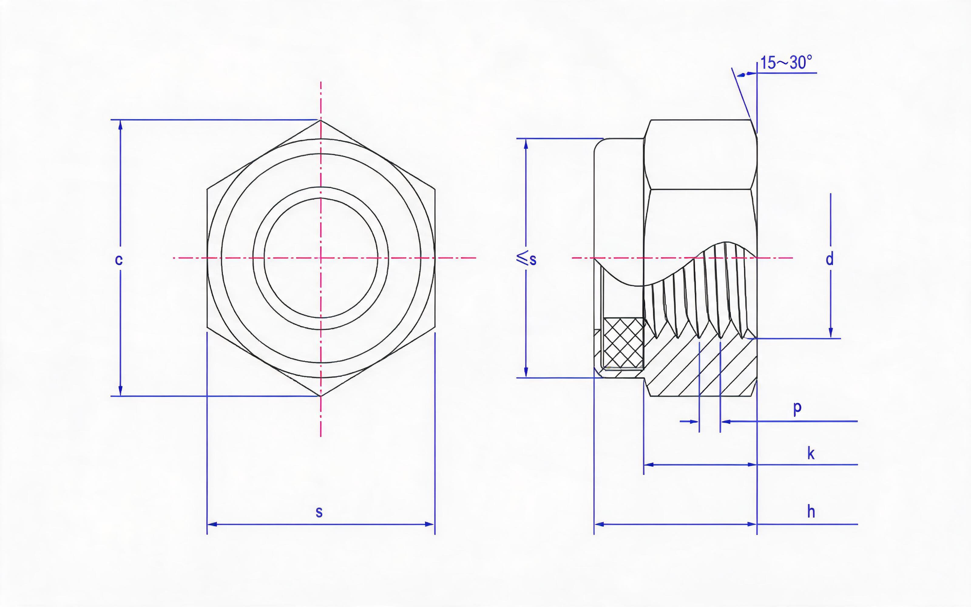 NONMETALLIC INSERT LOCKING THICK HEXAGON NUT Standard Drawing