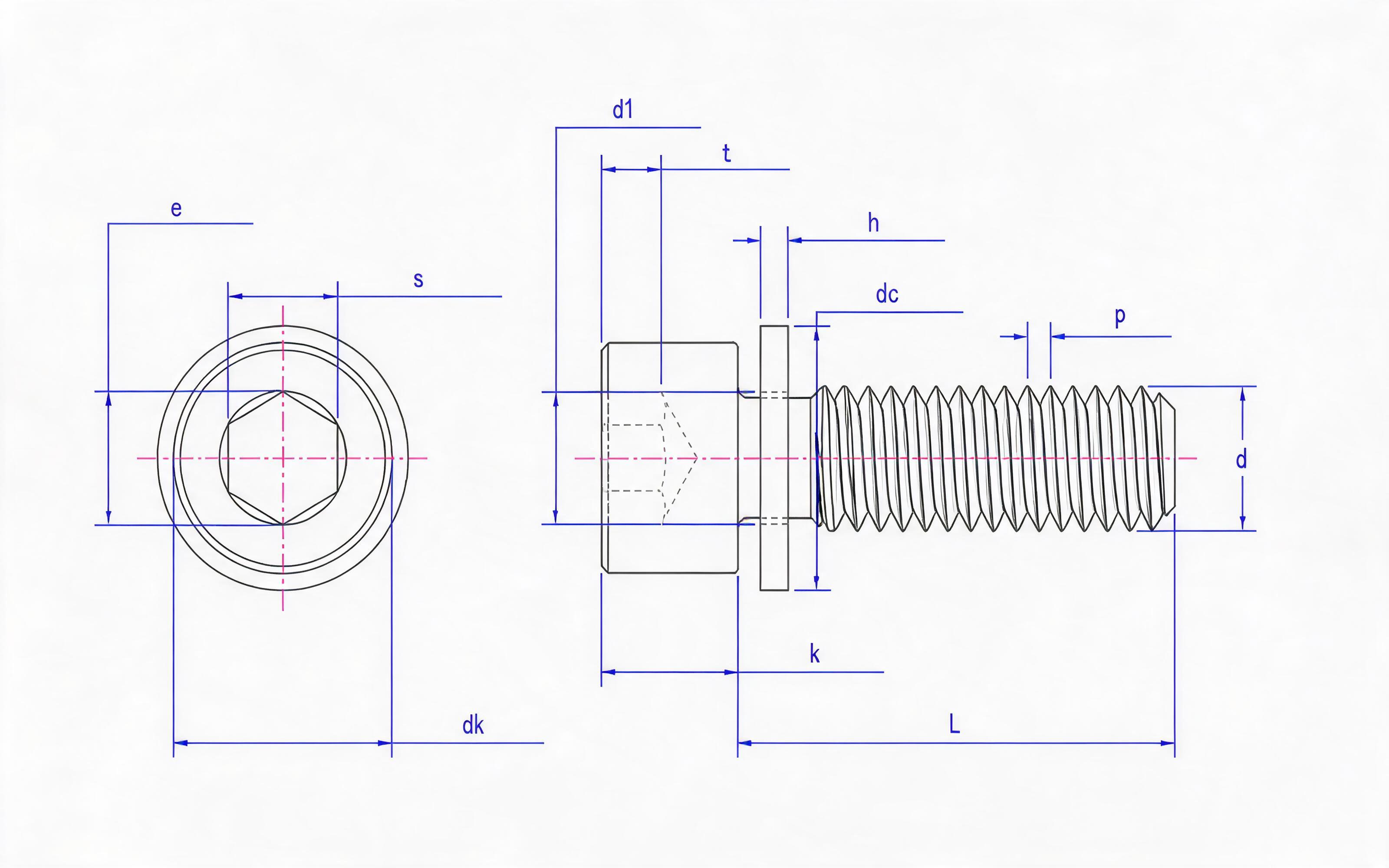 Hexagon socket head cap screw and small flat washer combination Standard Drawing