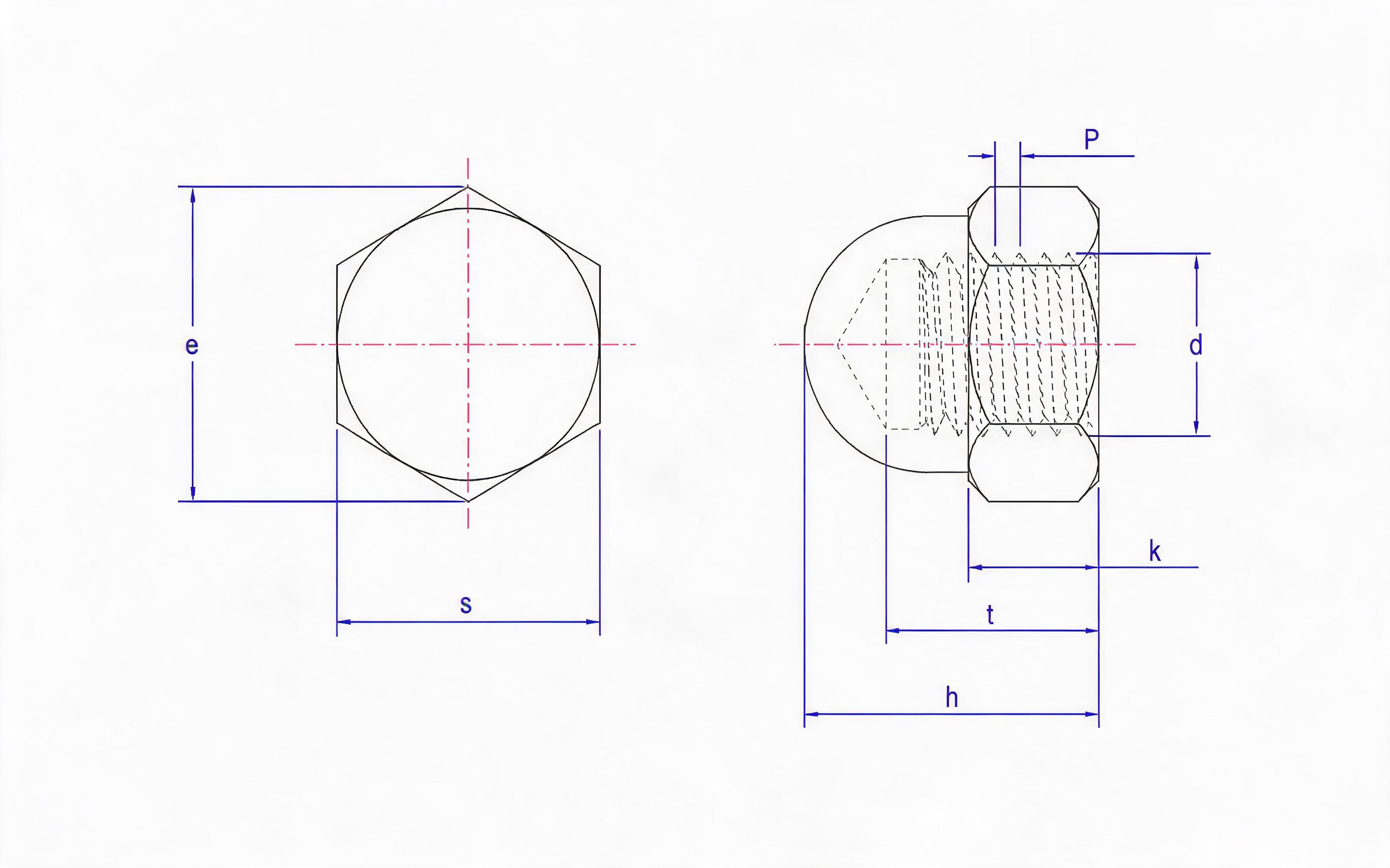 Hexagon cap nut Standard Drawing
