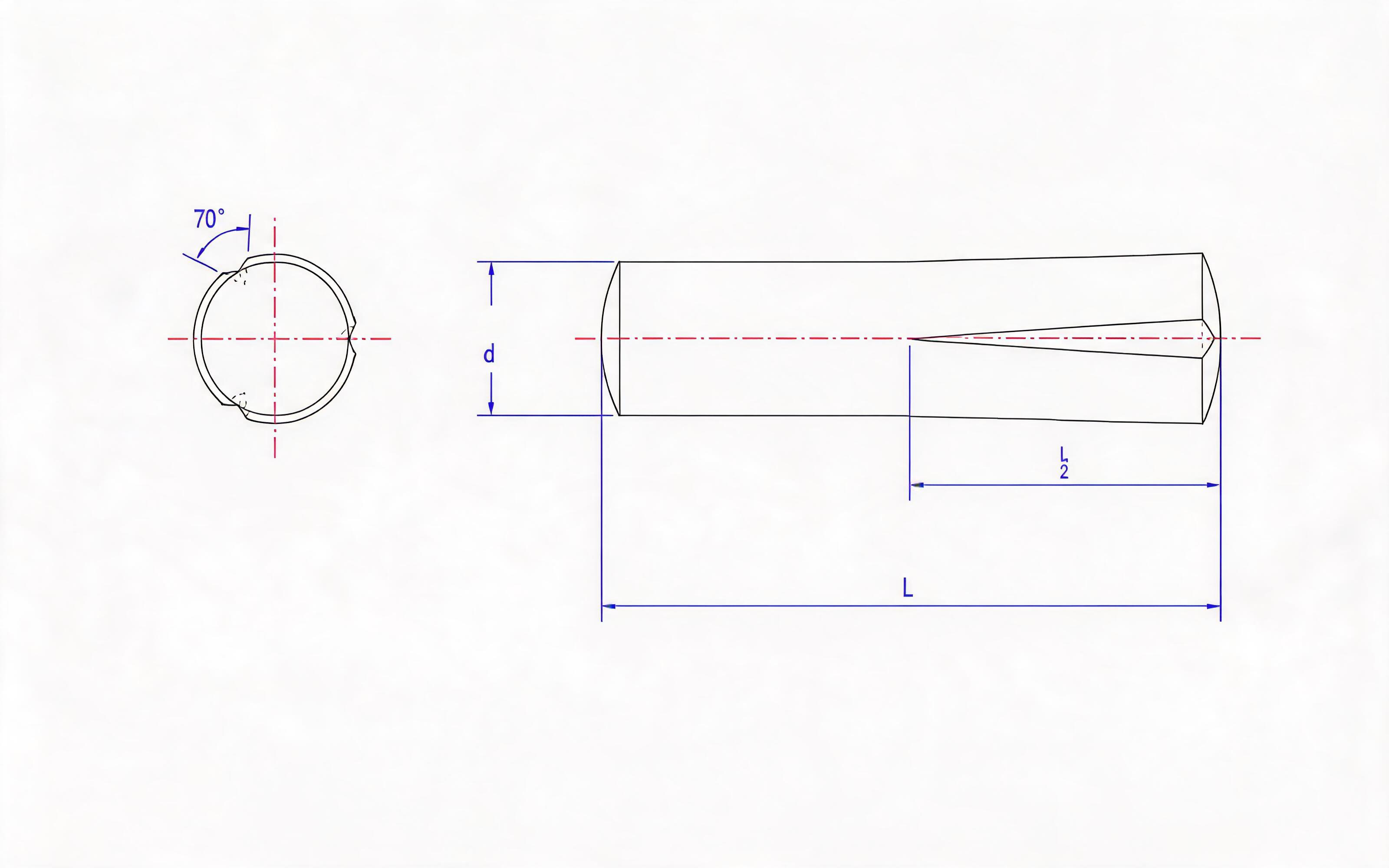 Slotted pin semi-long taper groove Standard Drawing