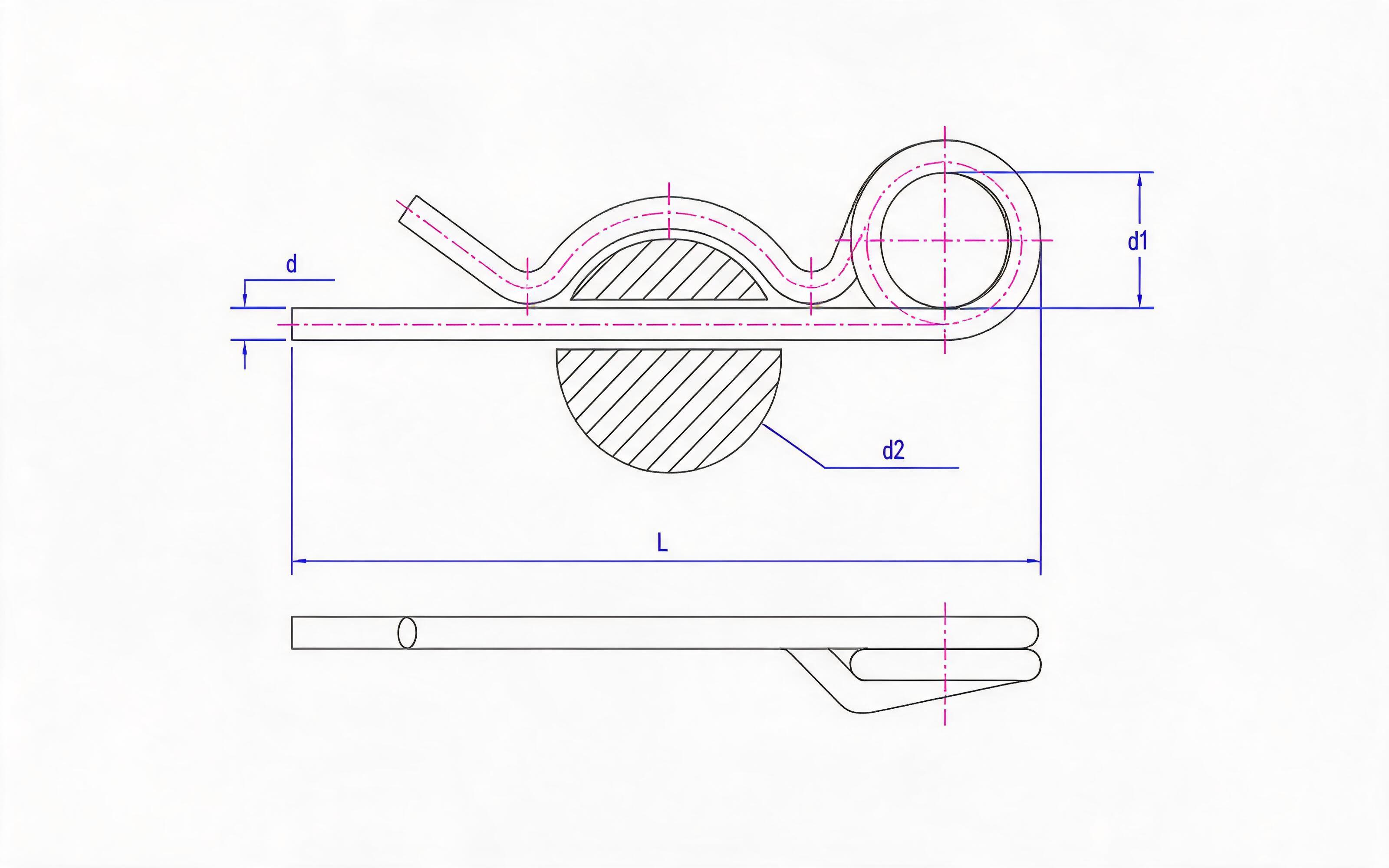 Elastic pin for agricultural and forestry tractors and machinery Standard Drawing