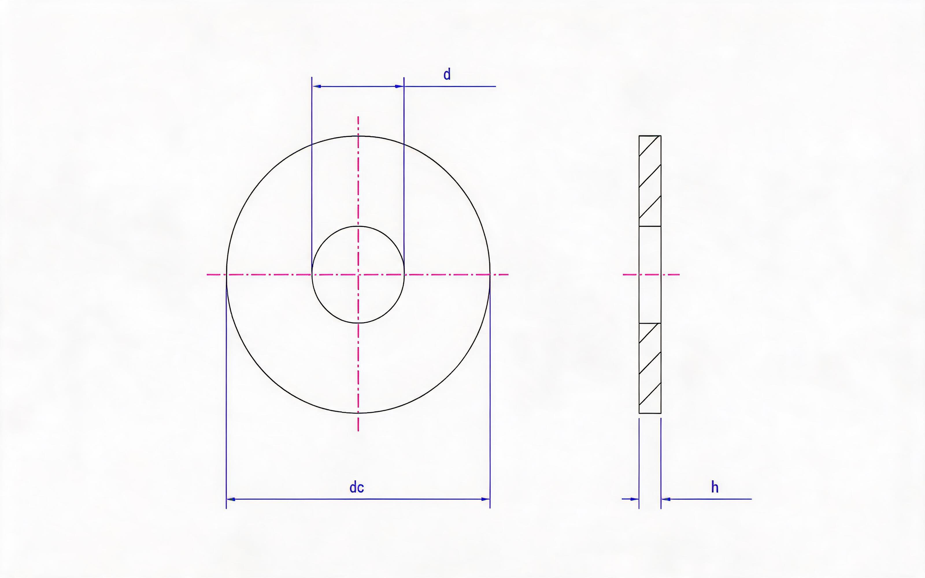 Extra flat washer Standard Drawing