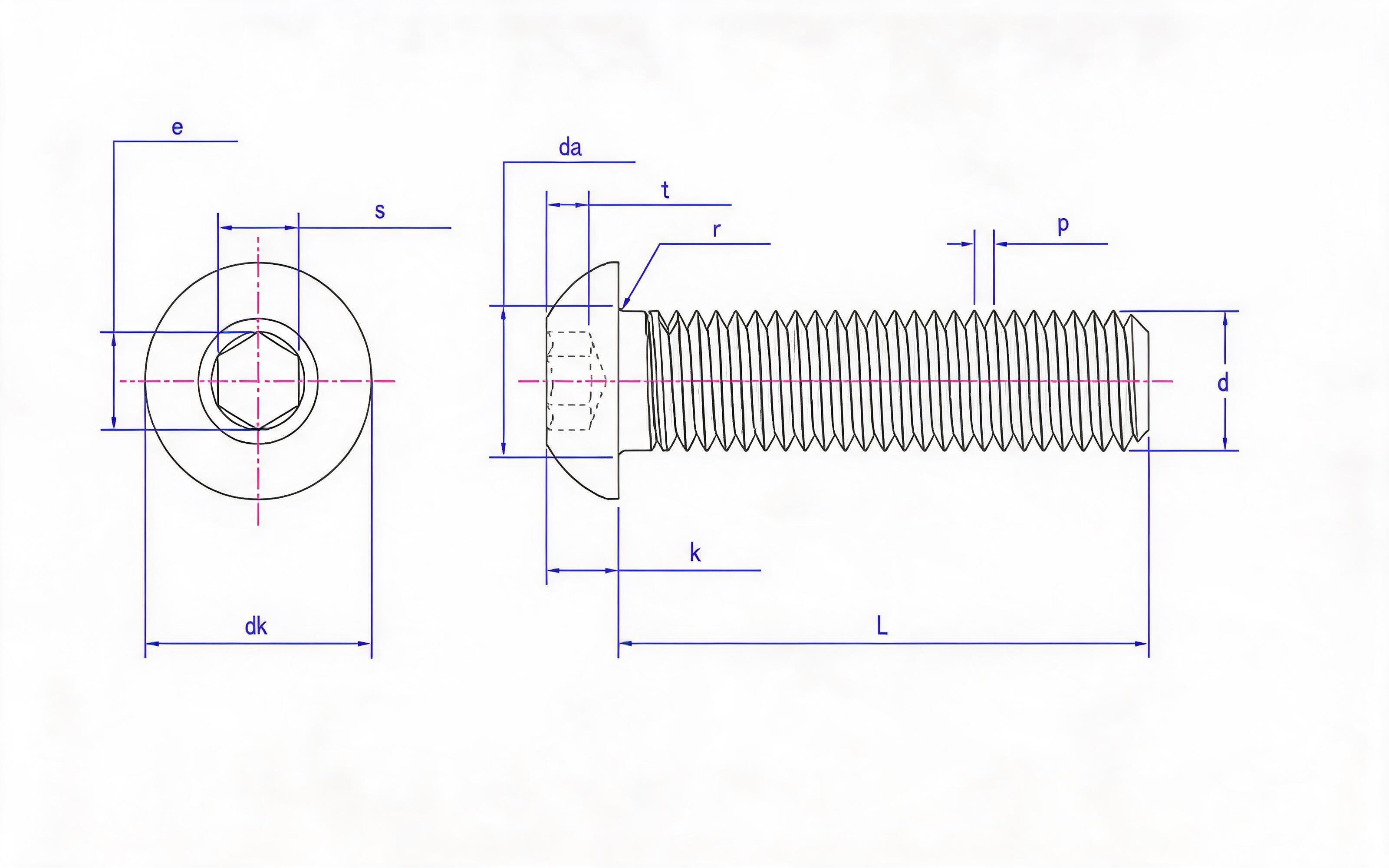 Hexagon socket round head screw Standard Drawing