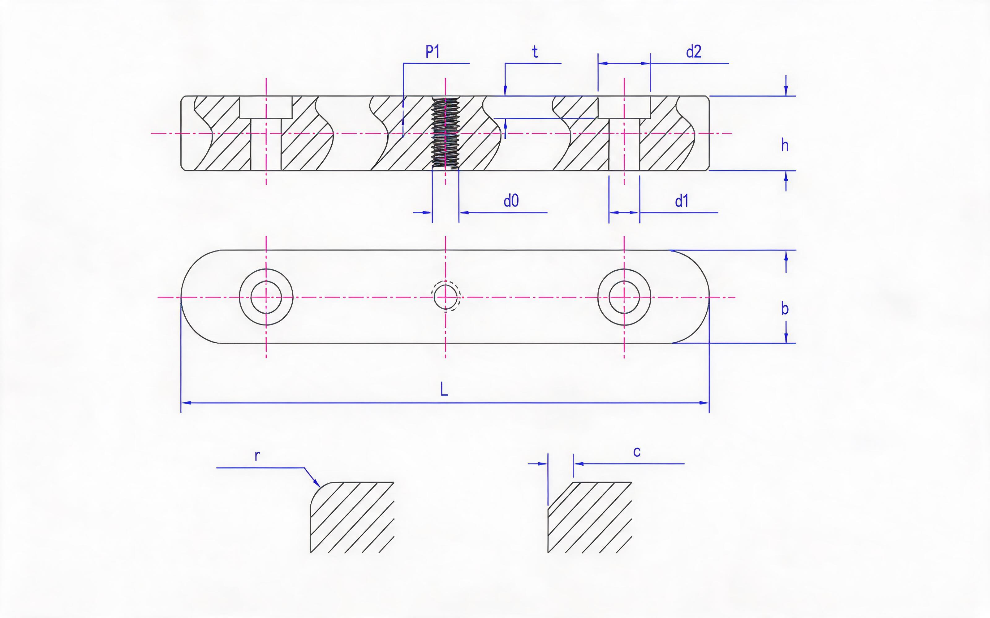 Type A guide type flat key Standard Drawing