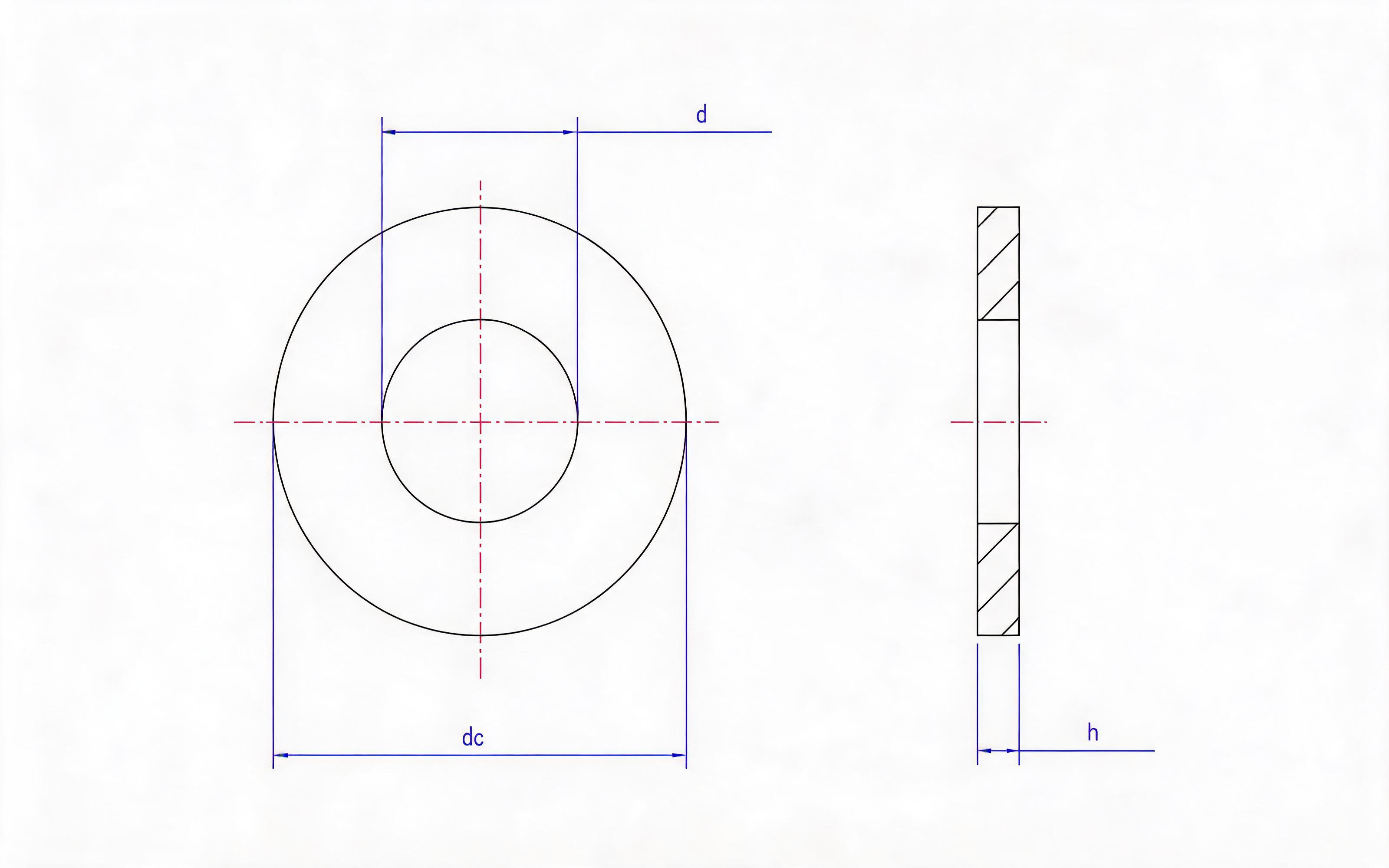 Flat washer, plain washer Standard Drawing