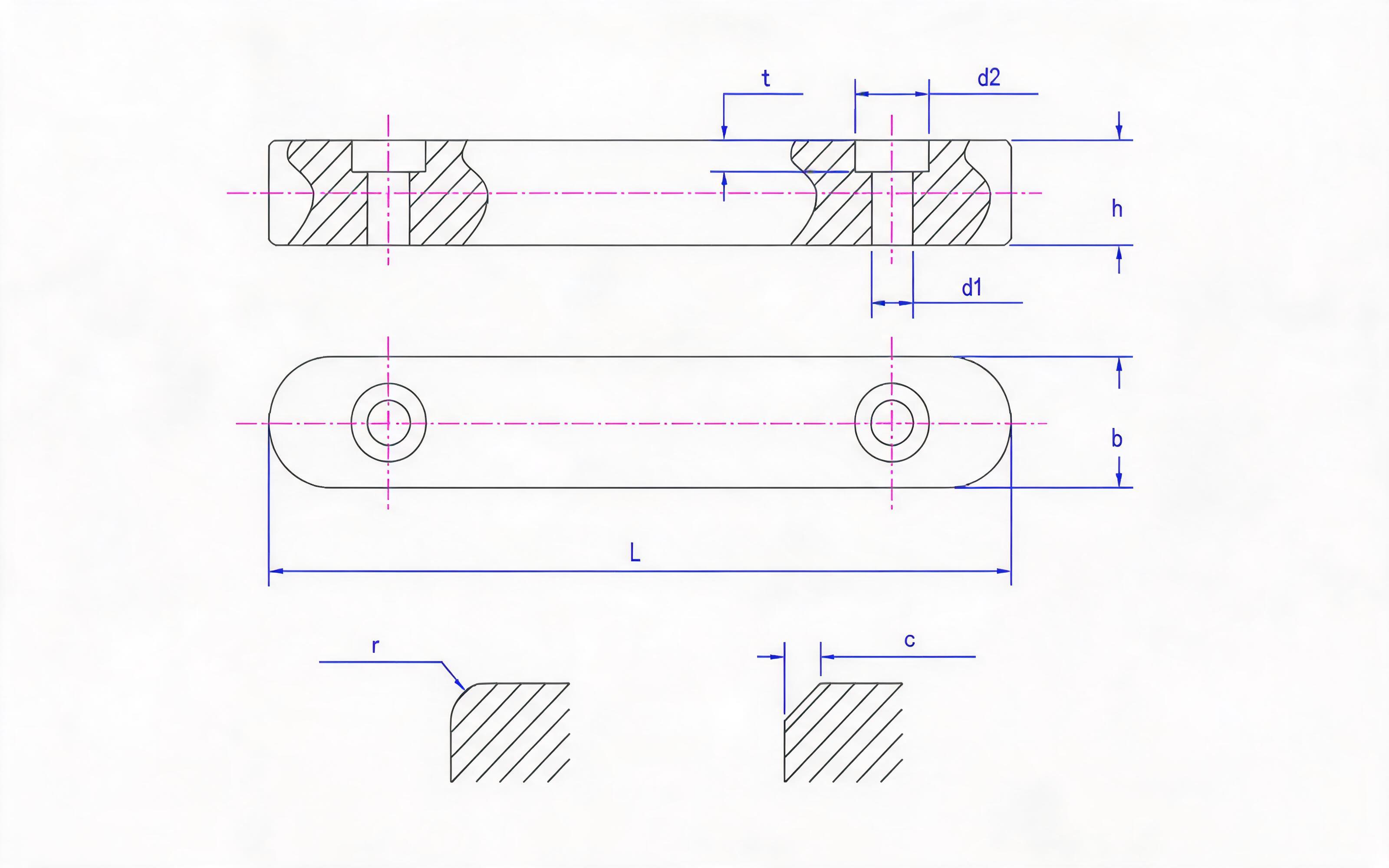 Type E with double hole flat key (Size_8_7 and 10_8) Standard Drawing