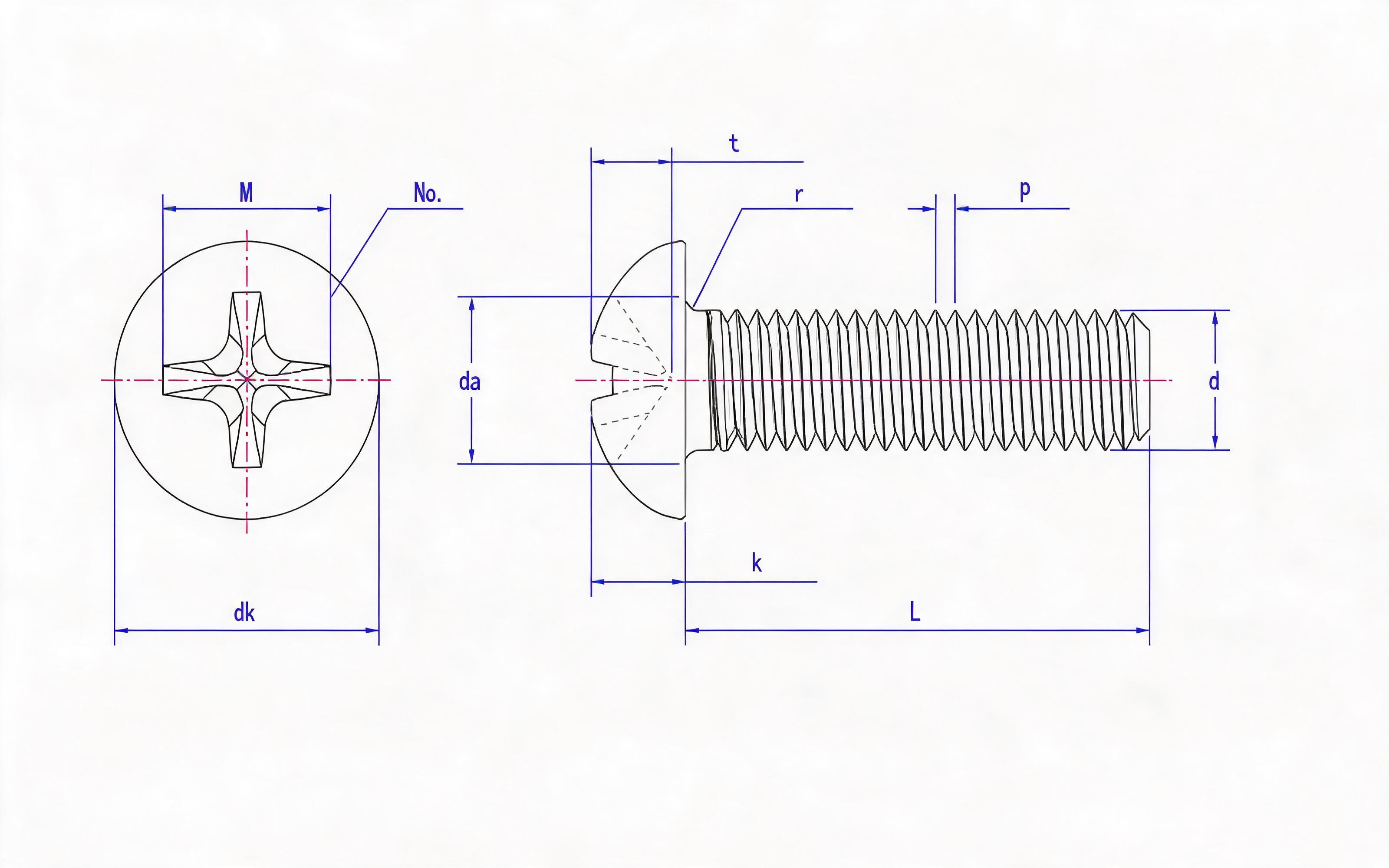 Cross recessed pan-head screw Standard Drawing