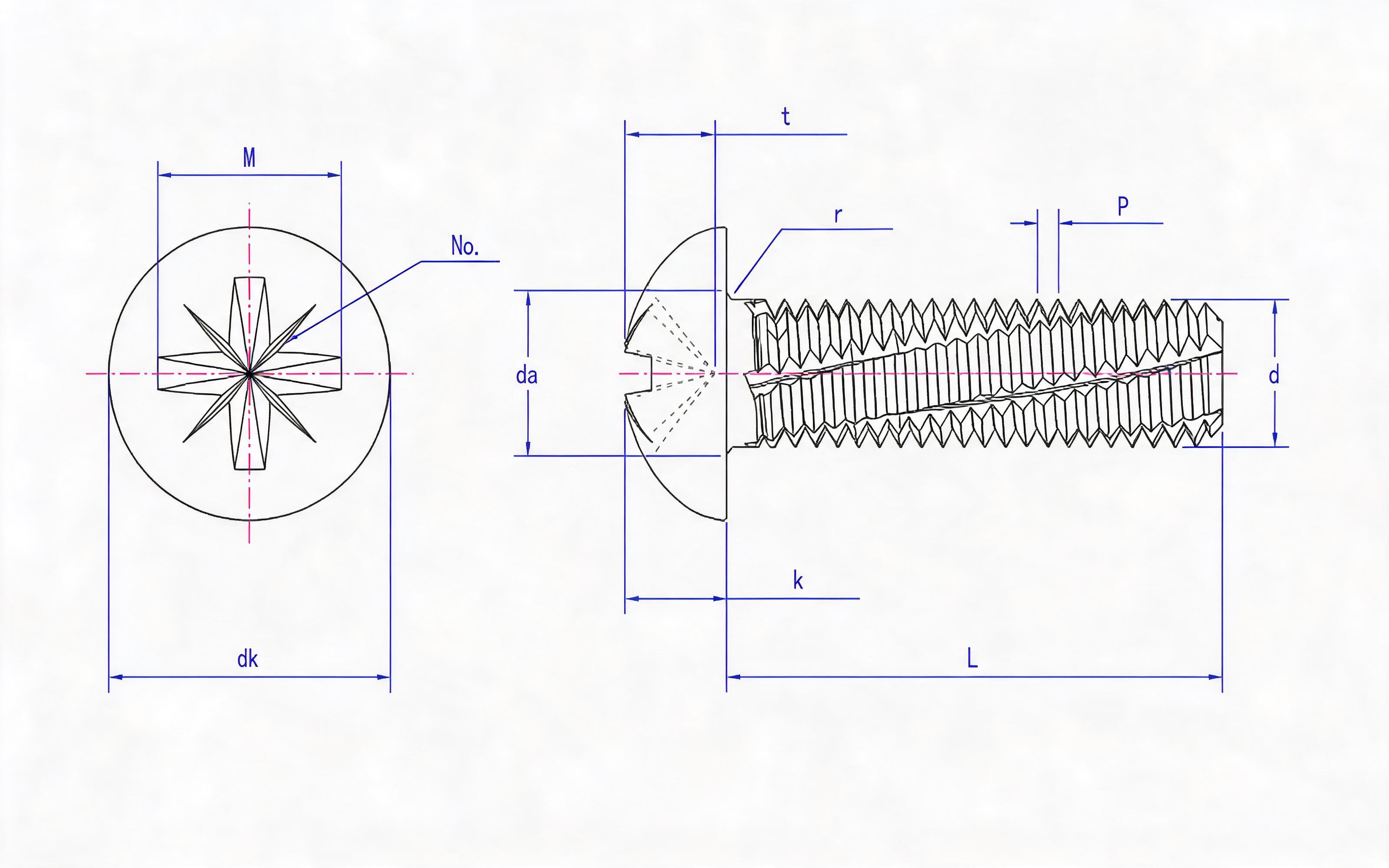 RAISED SLOT PAN HEAD CUT THREAD SCREW (TYPE Z) Standard Drawing