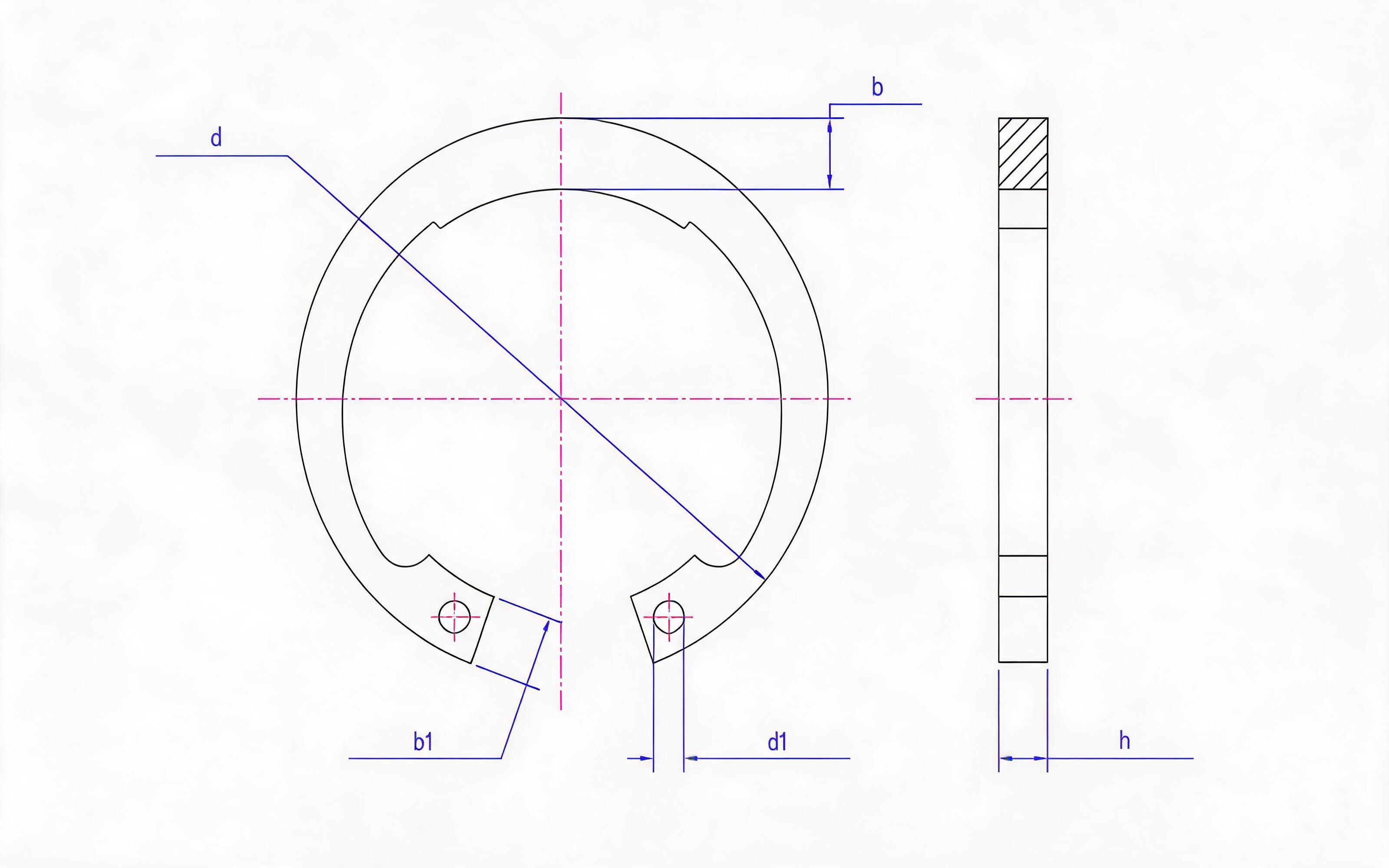 Clamp spring for heavy hole (Fig. 2, d ≥ 25mm) Standard Drawing