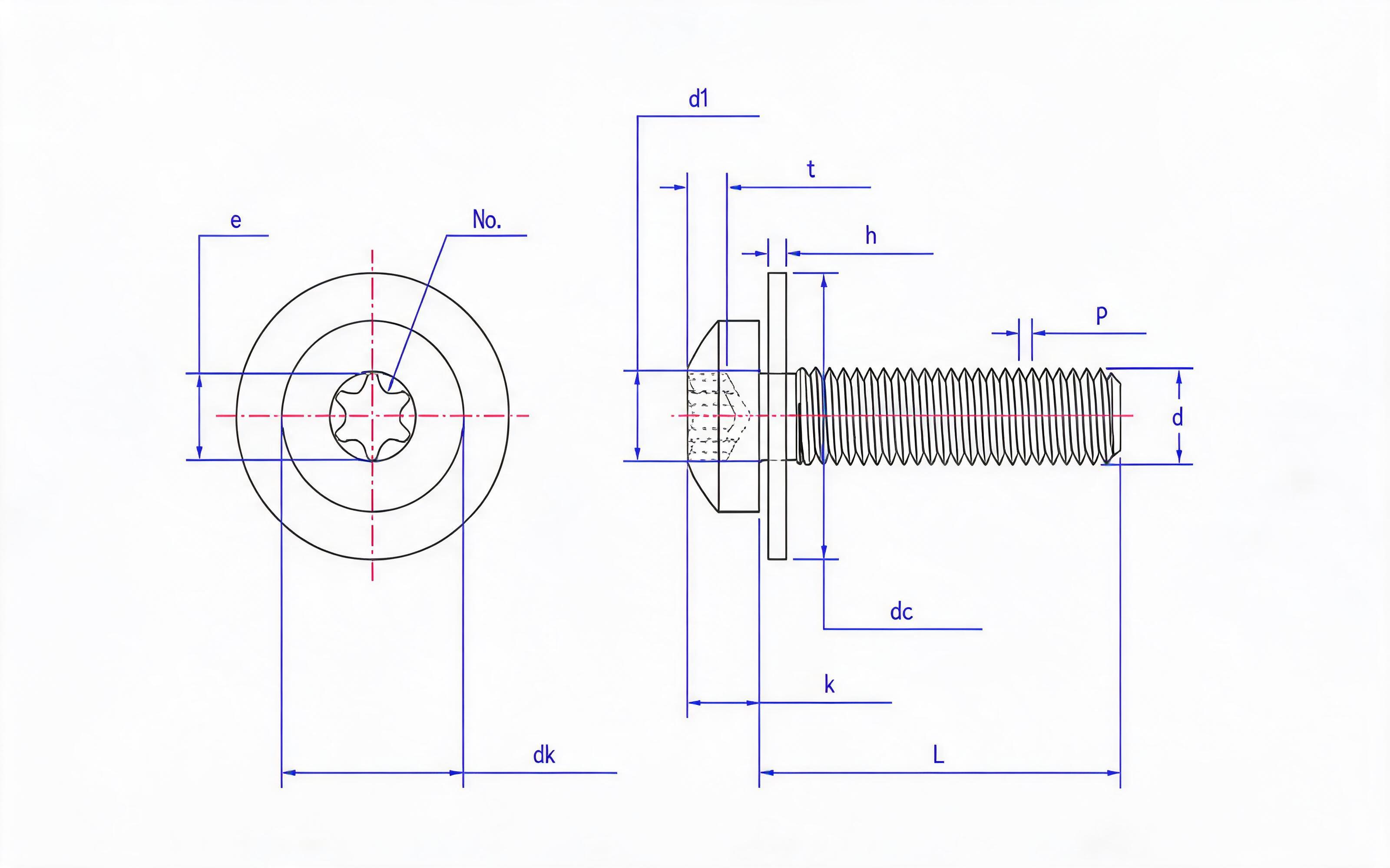 Combination of box groove panhead screw and large flat washer Standard Drawing