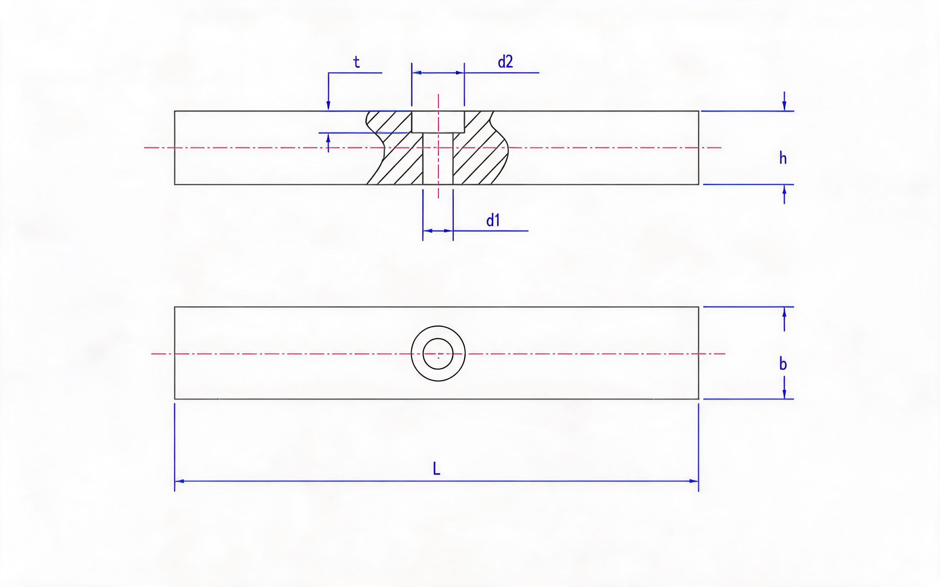 D-type with single-hole flat key (size ≥ 8_7) Standard Drawing