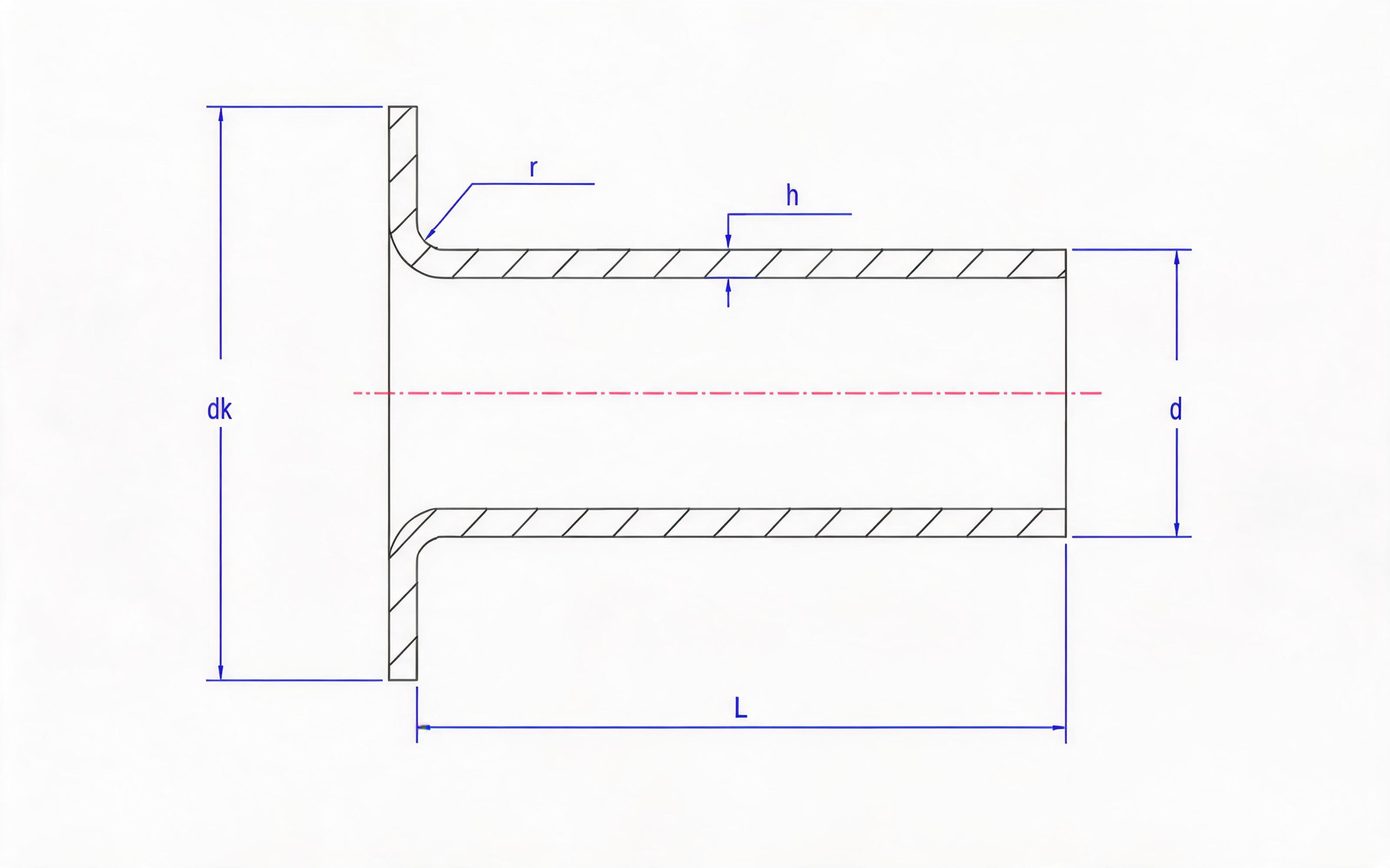 Flat head blind rivet type A (wall thickness 0.2mm) Standard Drawing