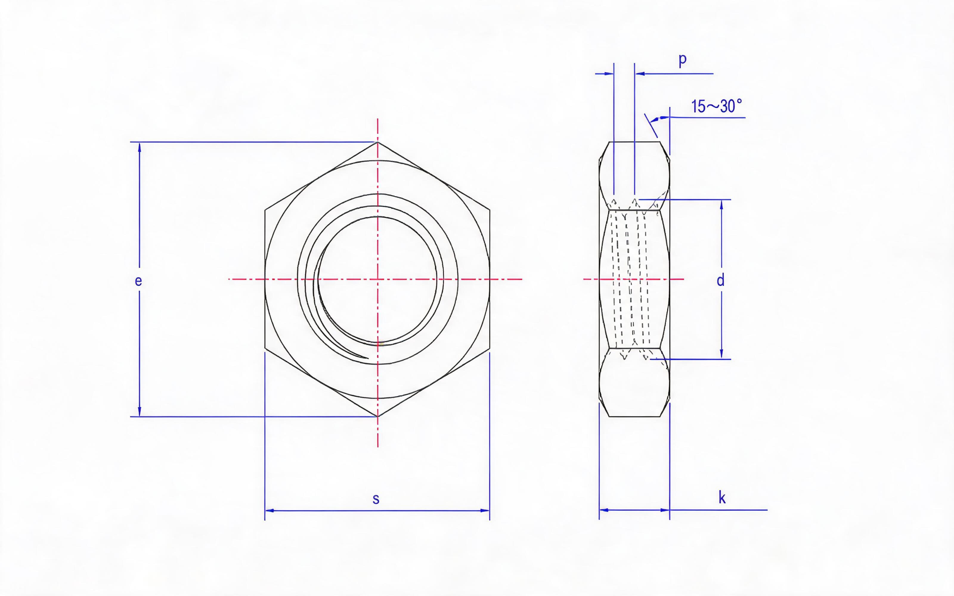 Hexagon thin nut Standard Drawing