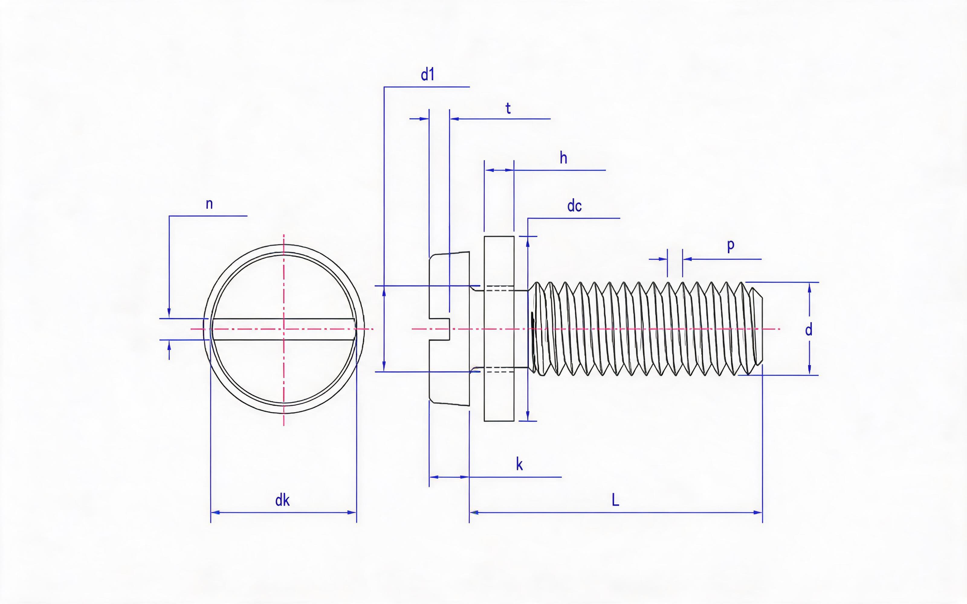 Slotted cheese head screw and flat washer combination Standard Drawing