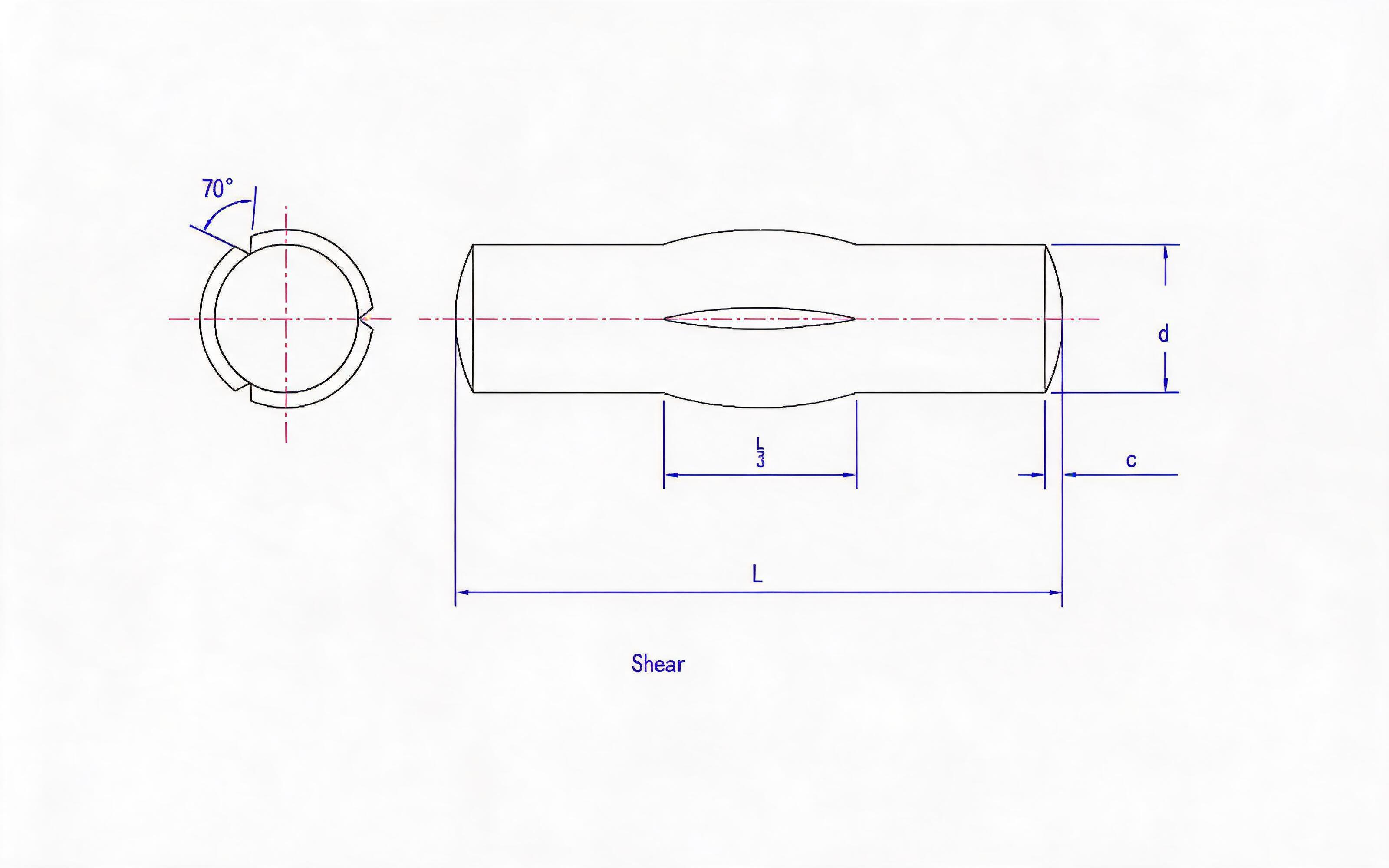 The length of the slot in the middle of the slot pin is 1_3 full length Standard Drawing